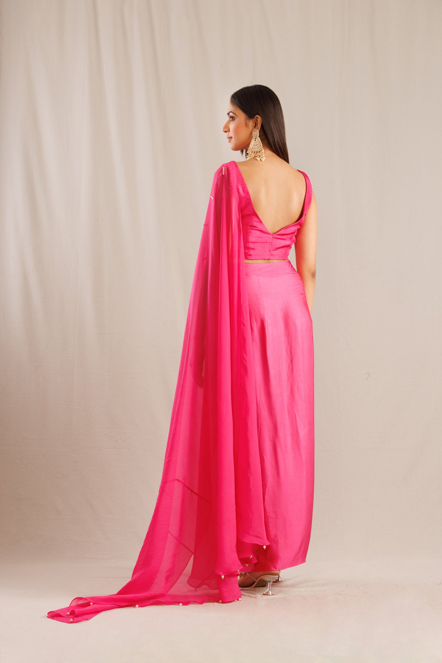 Pink Draped Saree