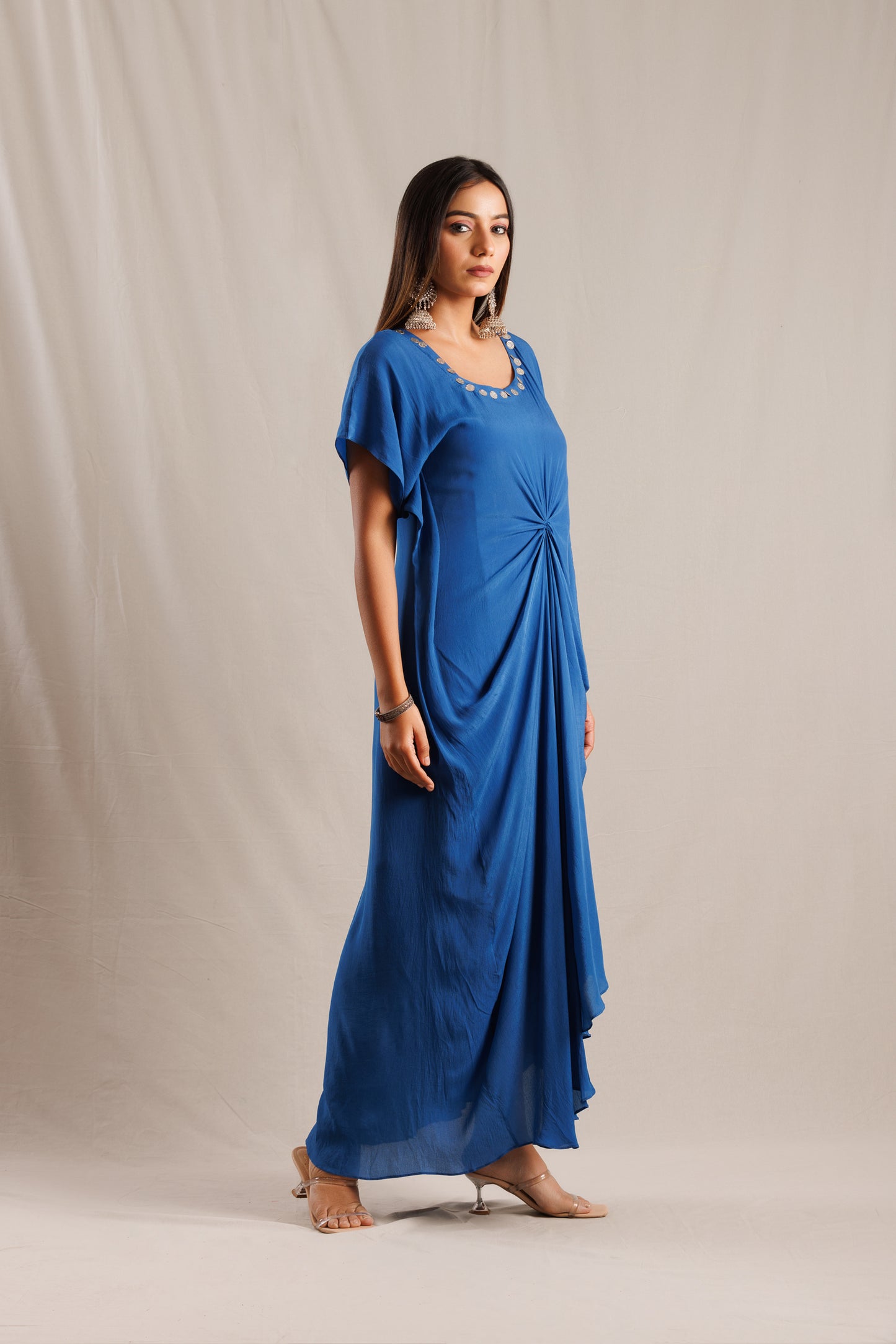 Blue Kaftan with Twisted Front