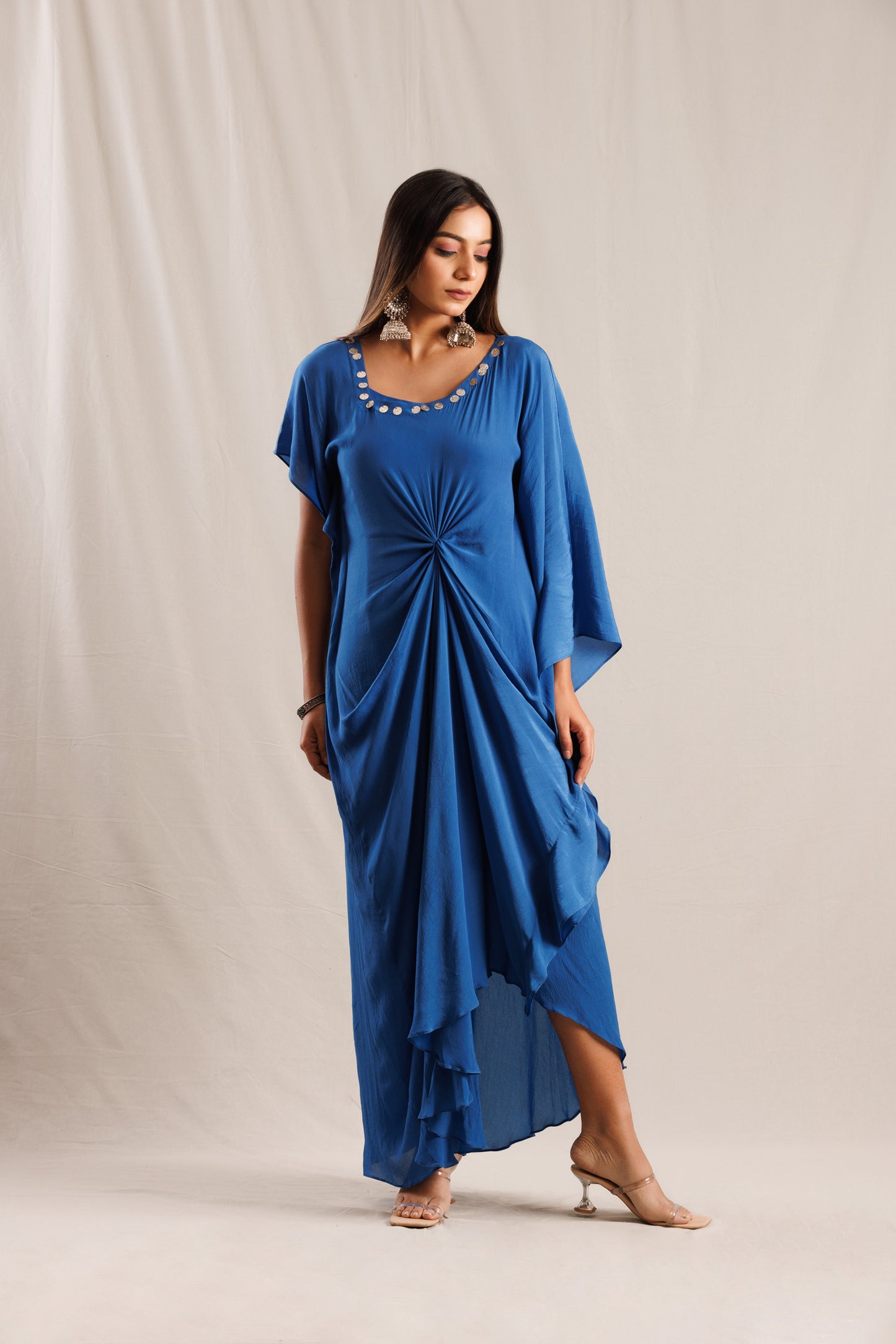 Blue Kaftan with Twisted Front
