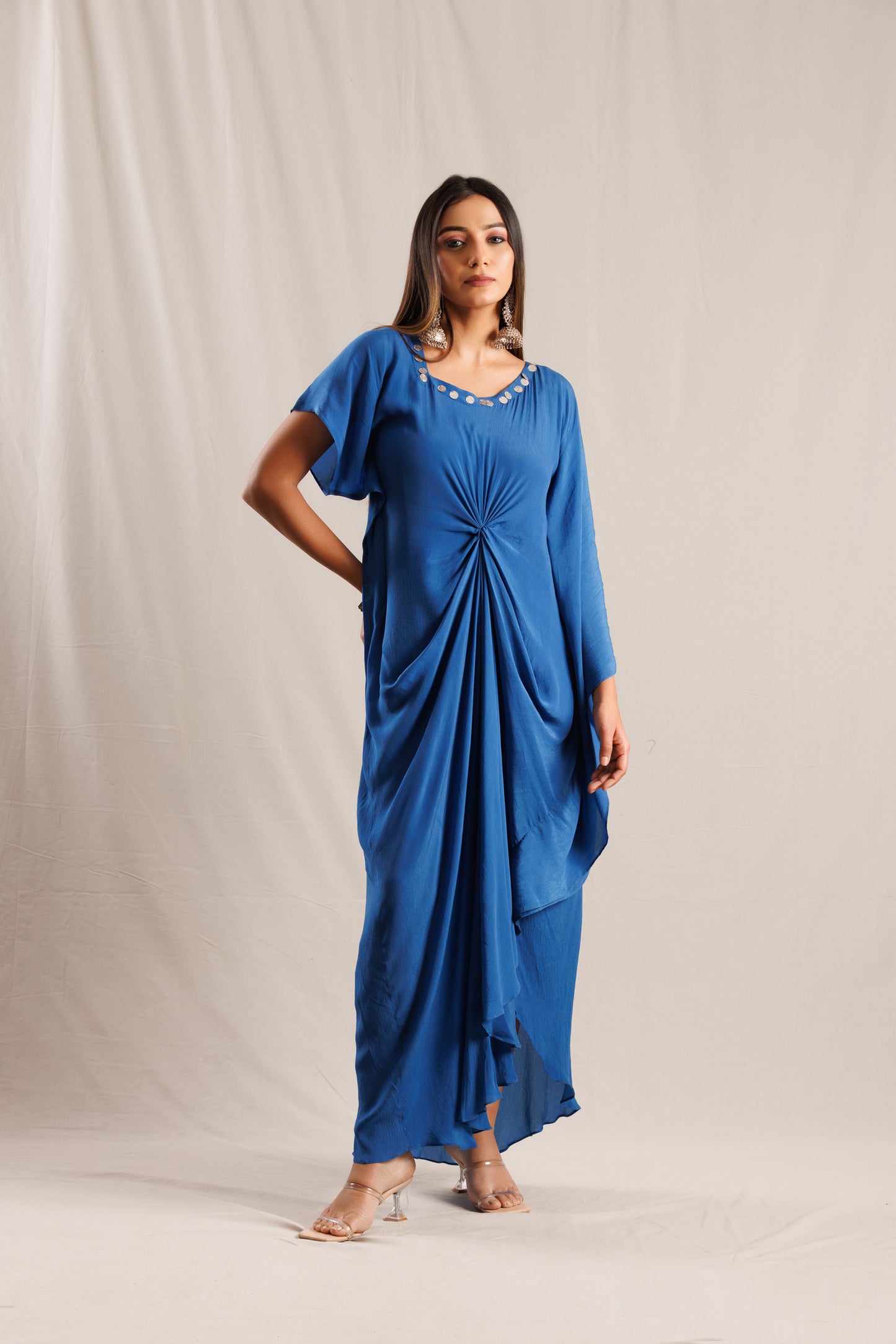 Blue Kaftan with Twisted Front