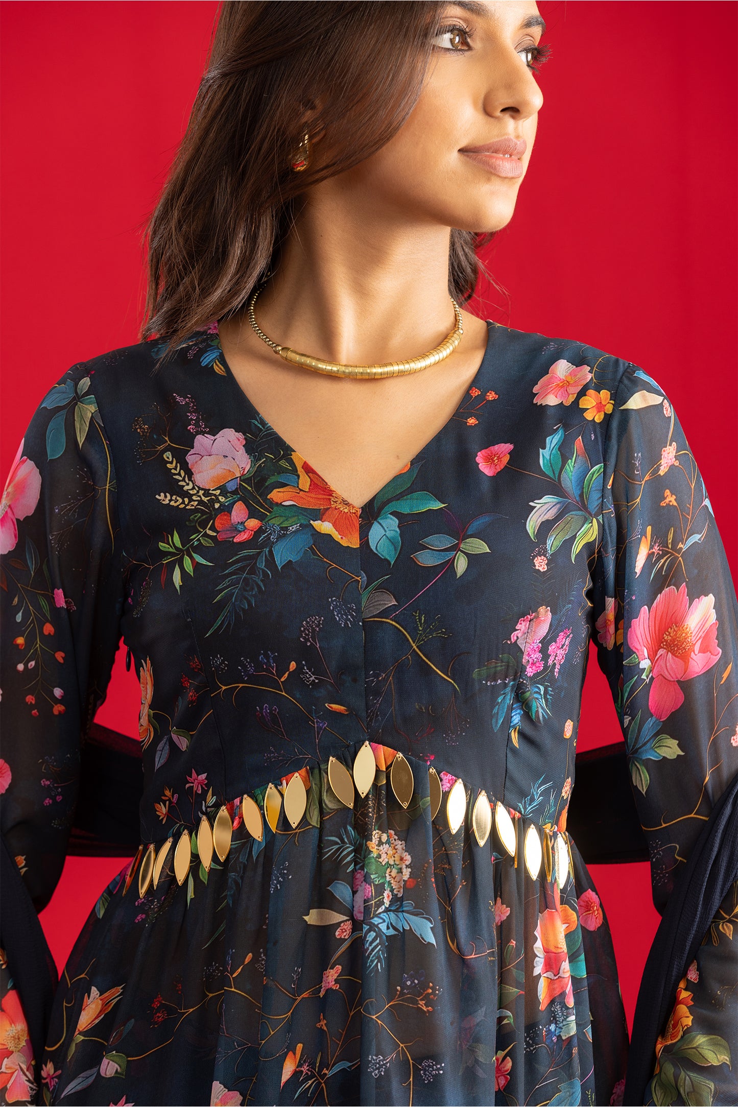 Deep Blue Peplum with Sharara & Dupatta