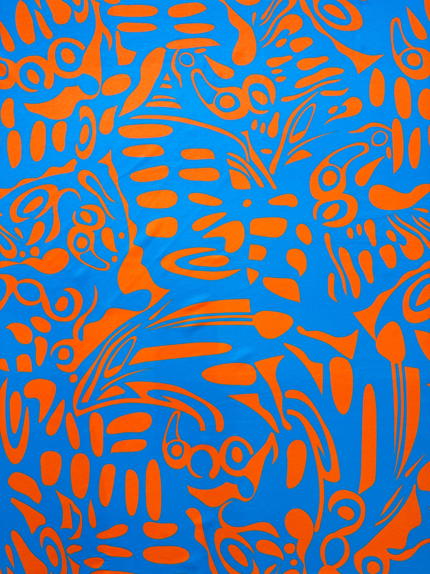Tango Blue & Orange Abstract Fabric