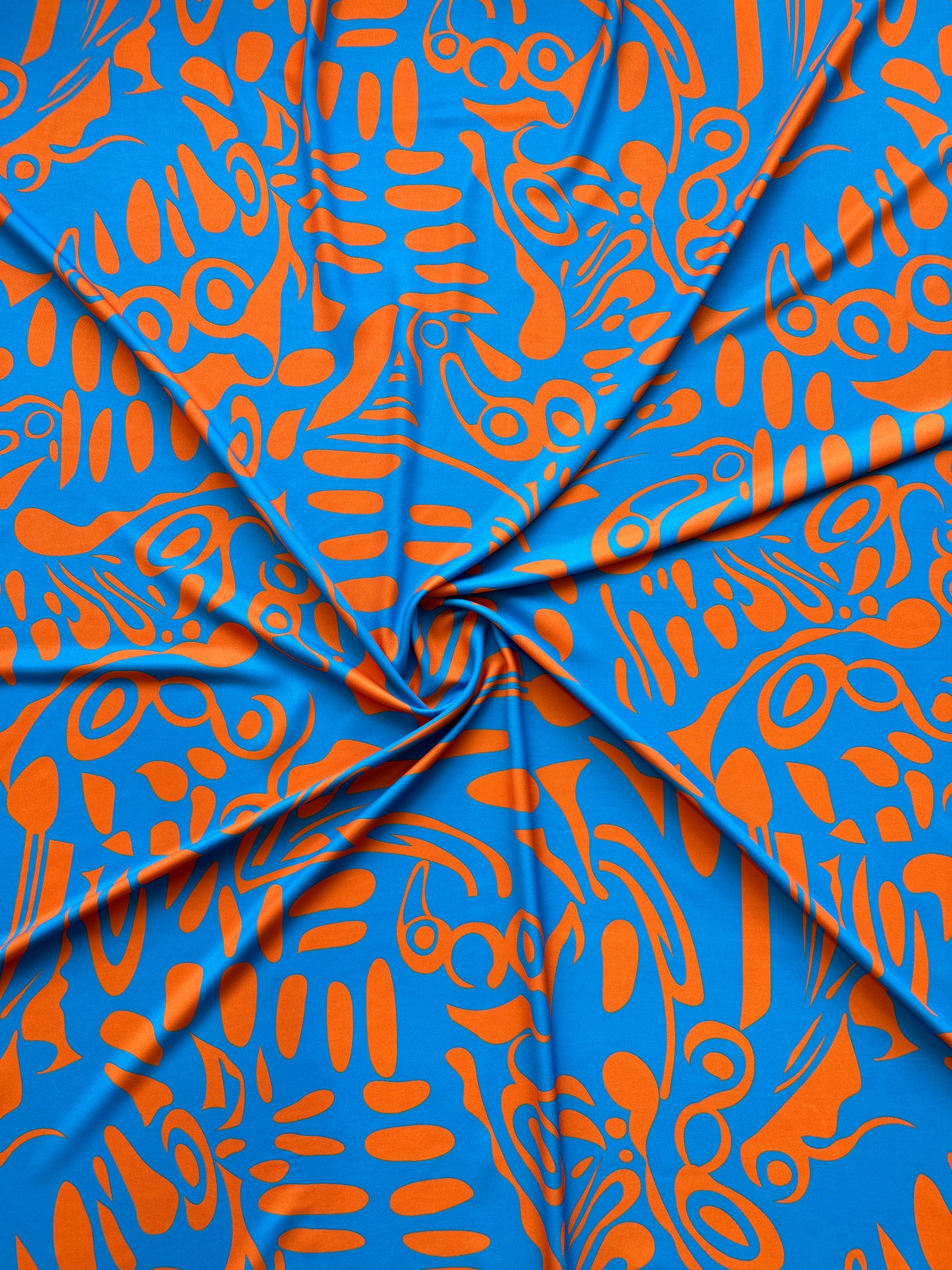 Tango Blue & Orange Abstract Fabric