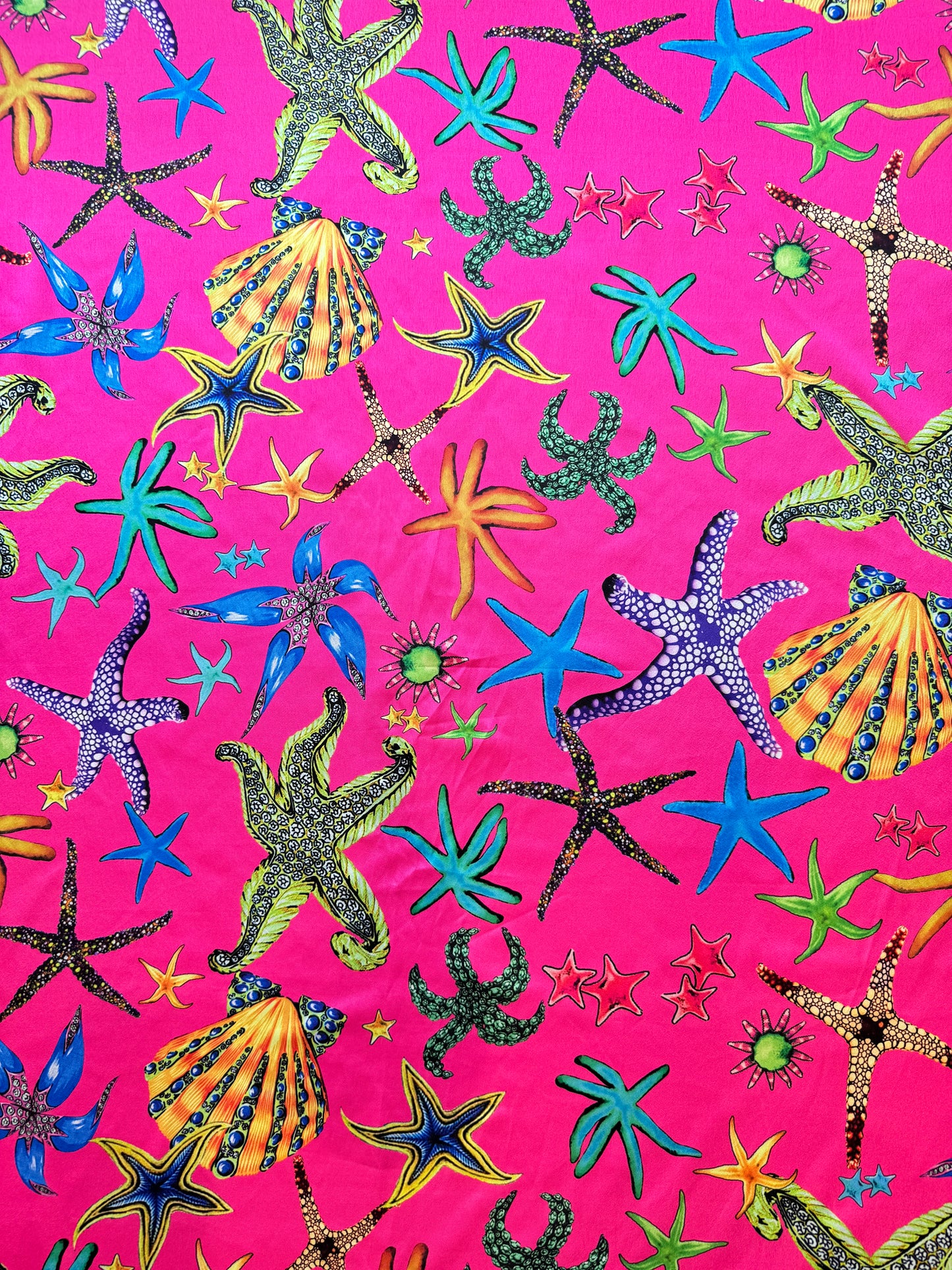 Pink Ocean Printed Satin Fabric