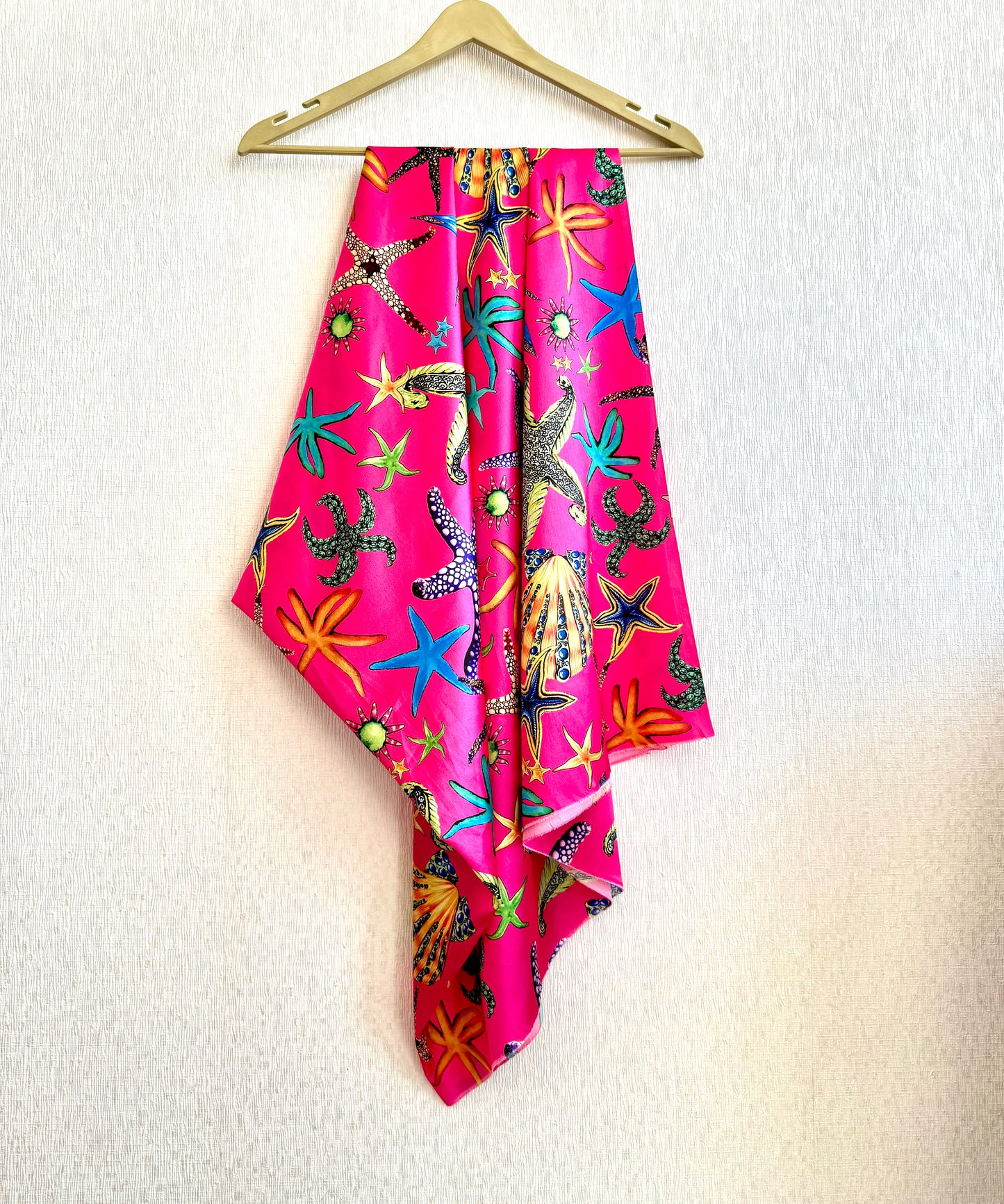 Pink Ocean Printed Satin Fabric
