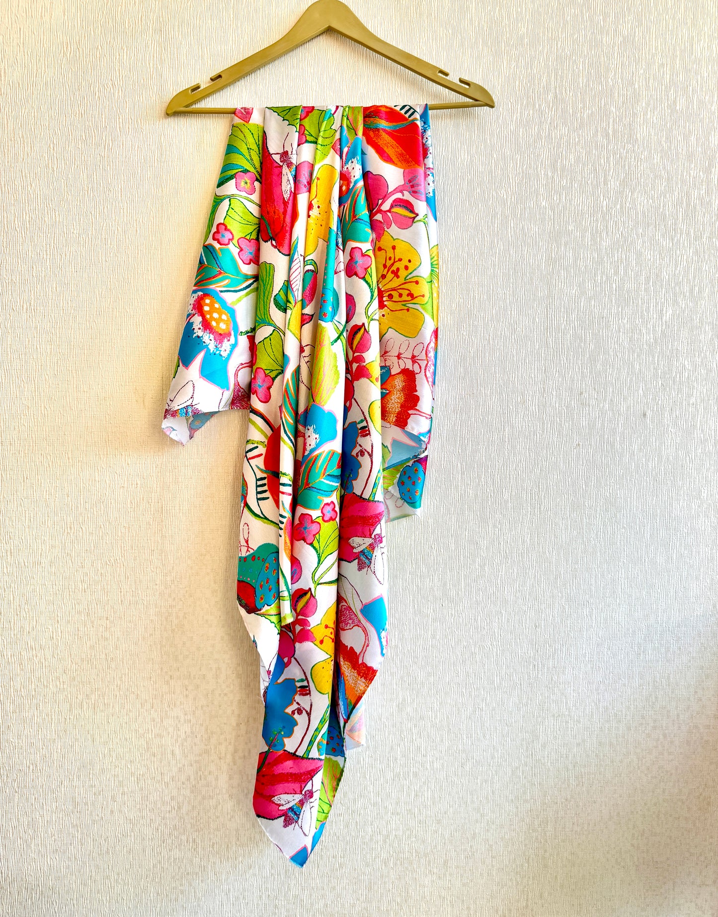 Ivory Floral Satin Fabric