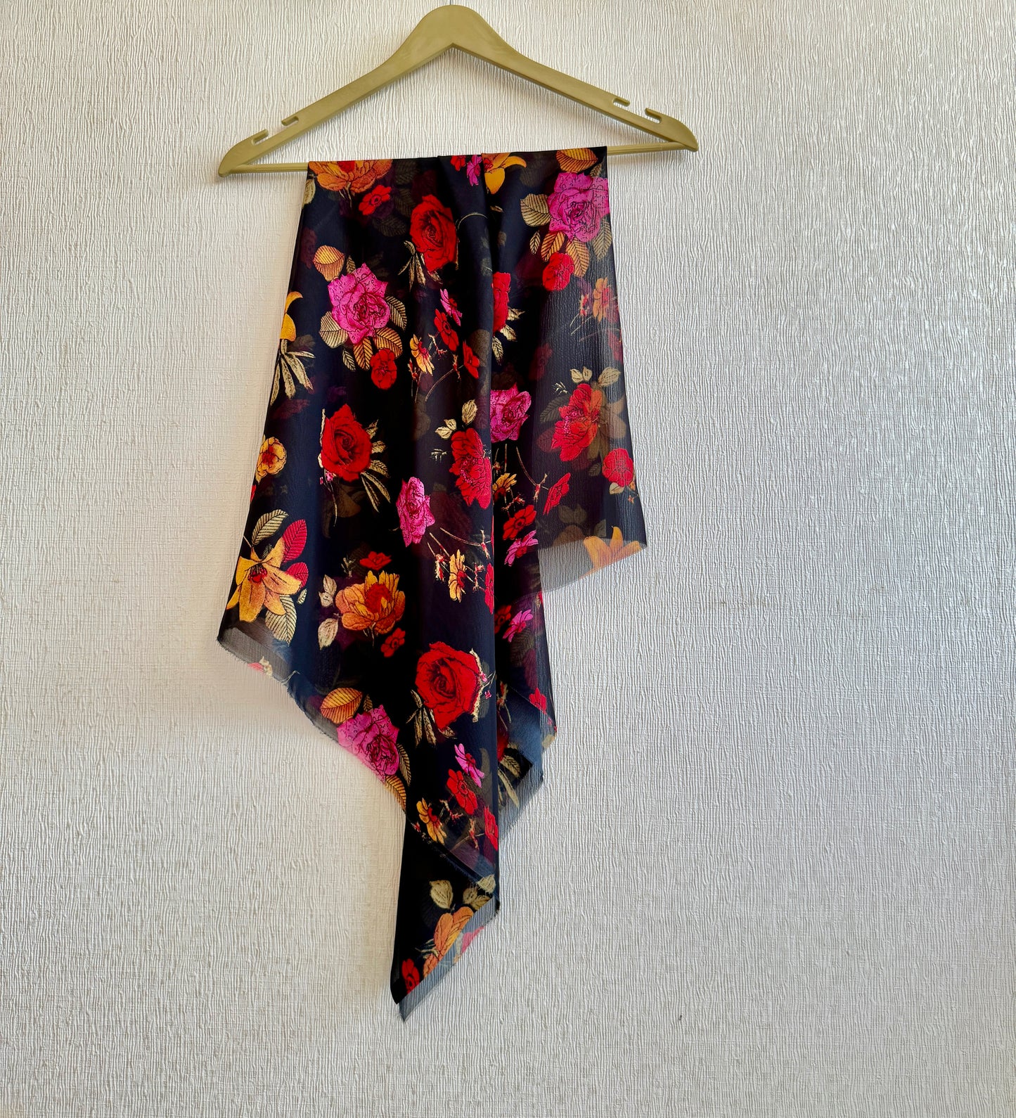 Black Floral Print Georgette Fabric