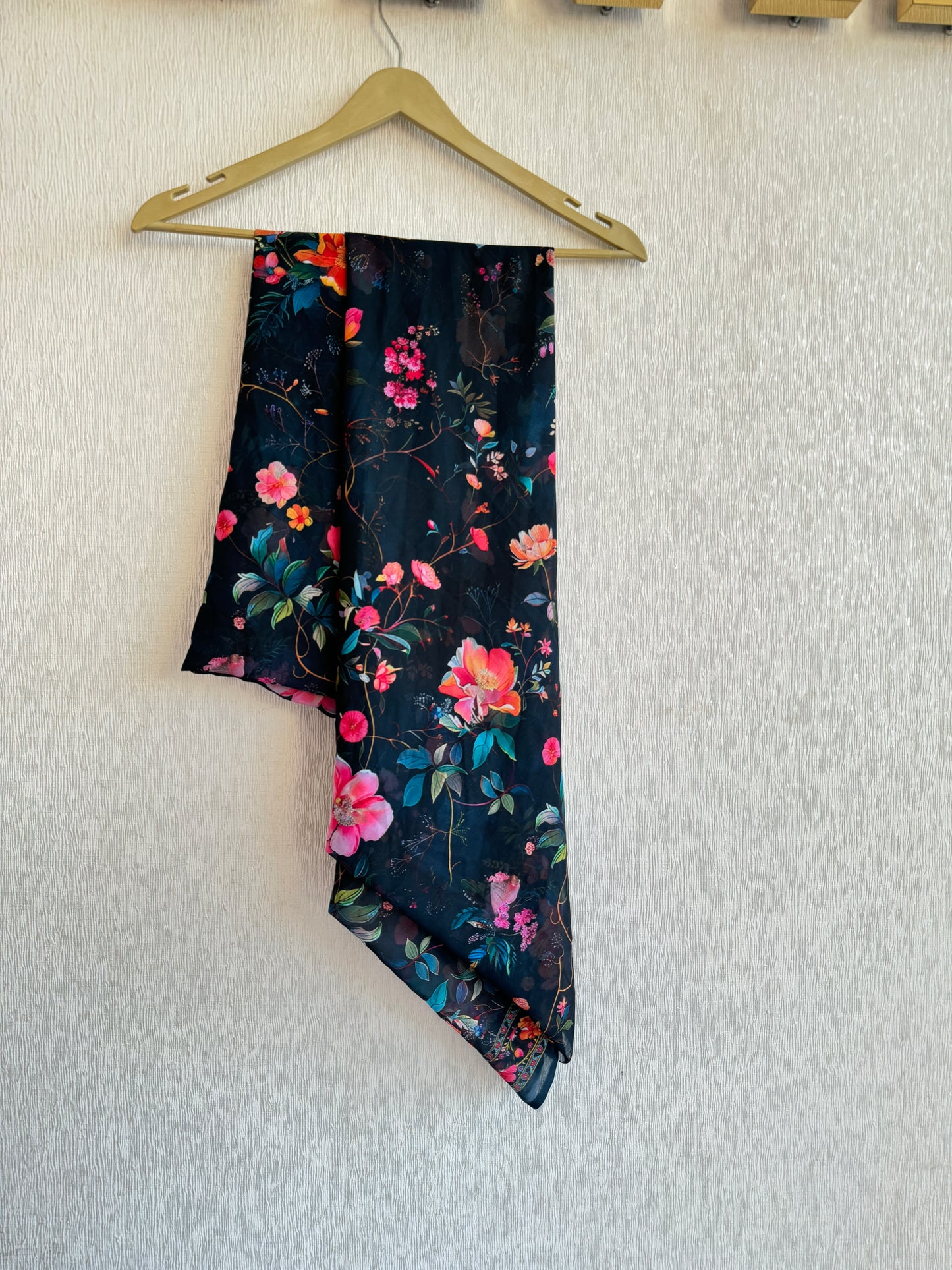 Midnight Blue Floral Georgette Fabric