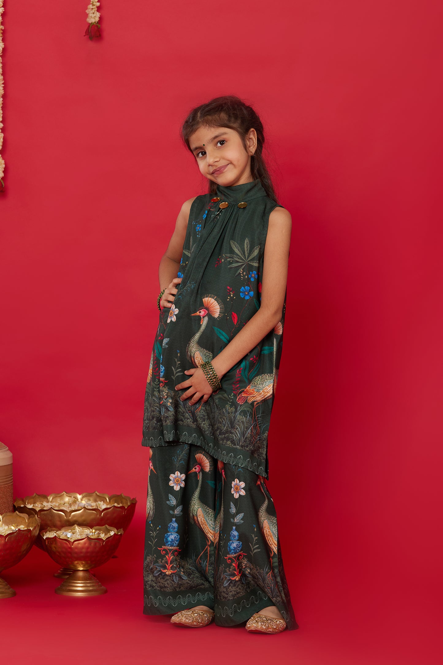 GUL HALTER-NECK KURTA WITH PALAZZO FOR KIDS