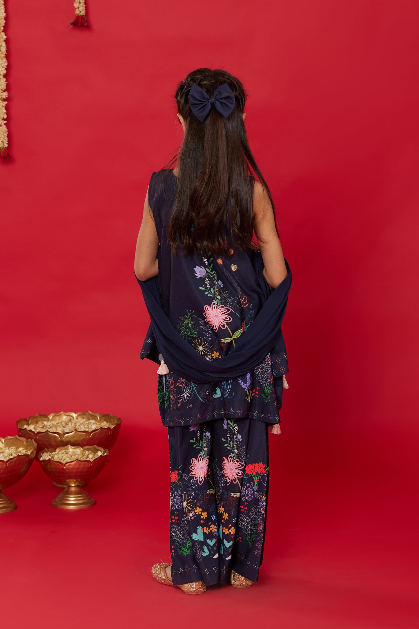 NEELA GULZAAR KURTA WITH PALAZZO AND DUPATTA FOR KIDS