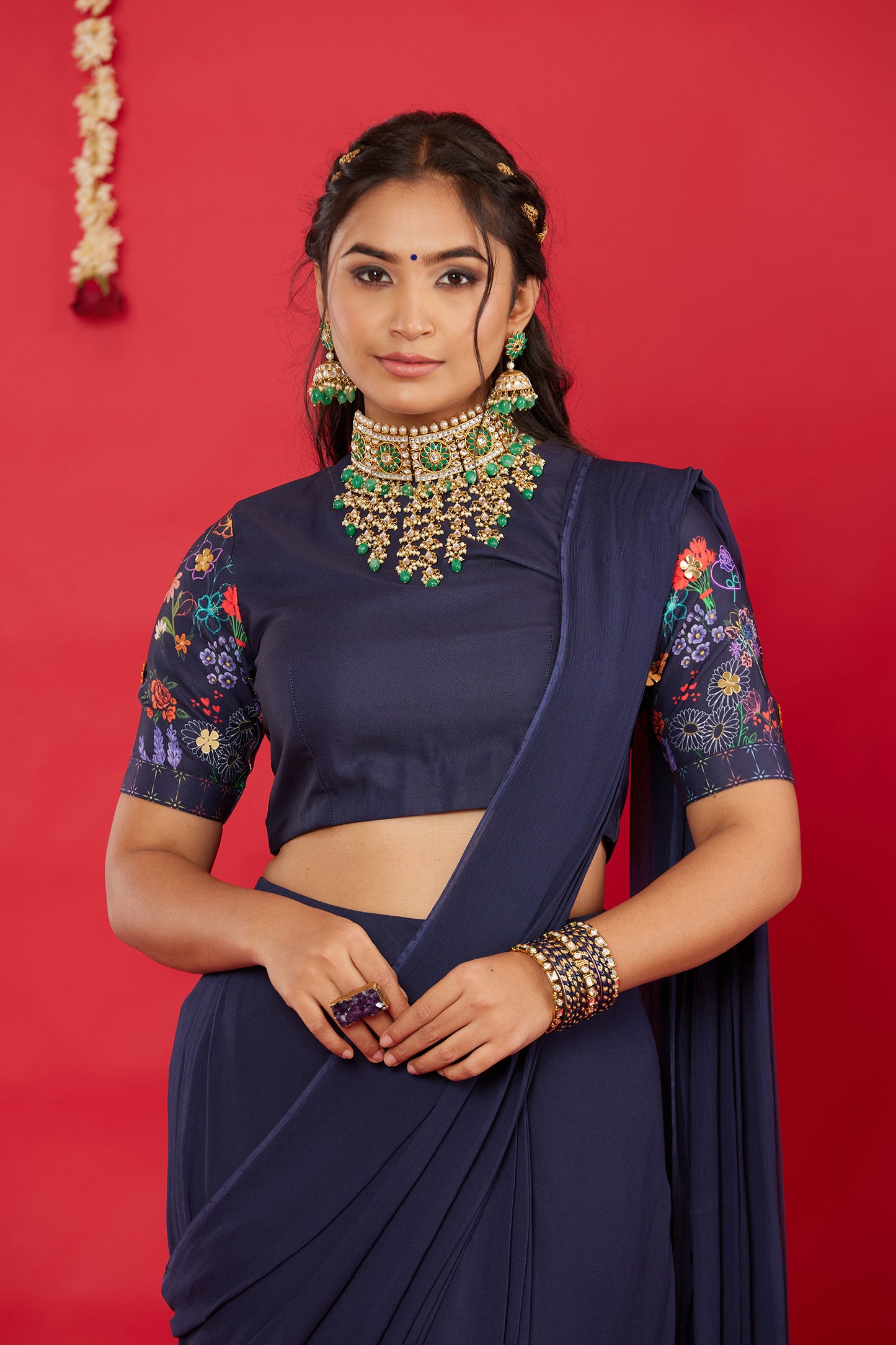 NEELA GULZAAR SAREE SET