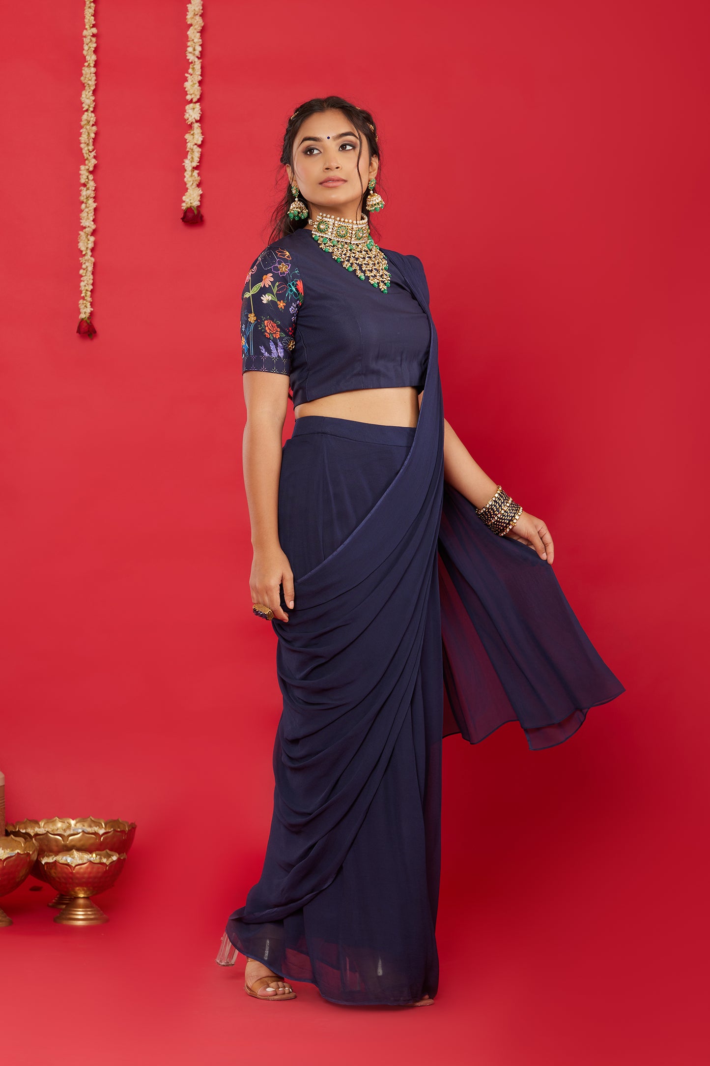 NEELA GULZAAR SAREE SET