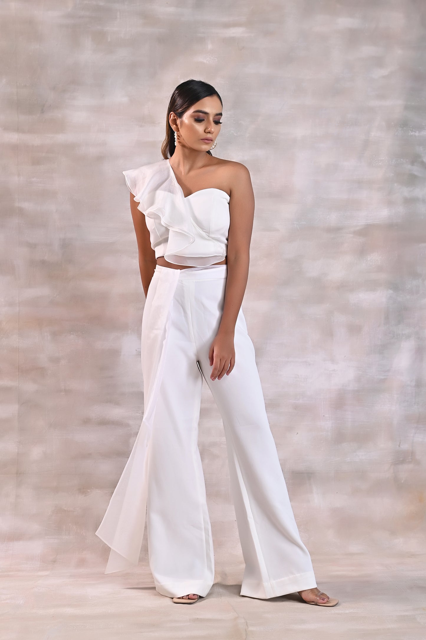 White One Shoulder top with Pants