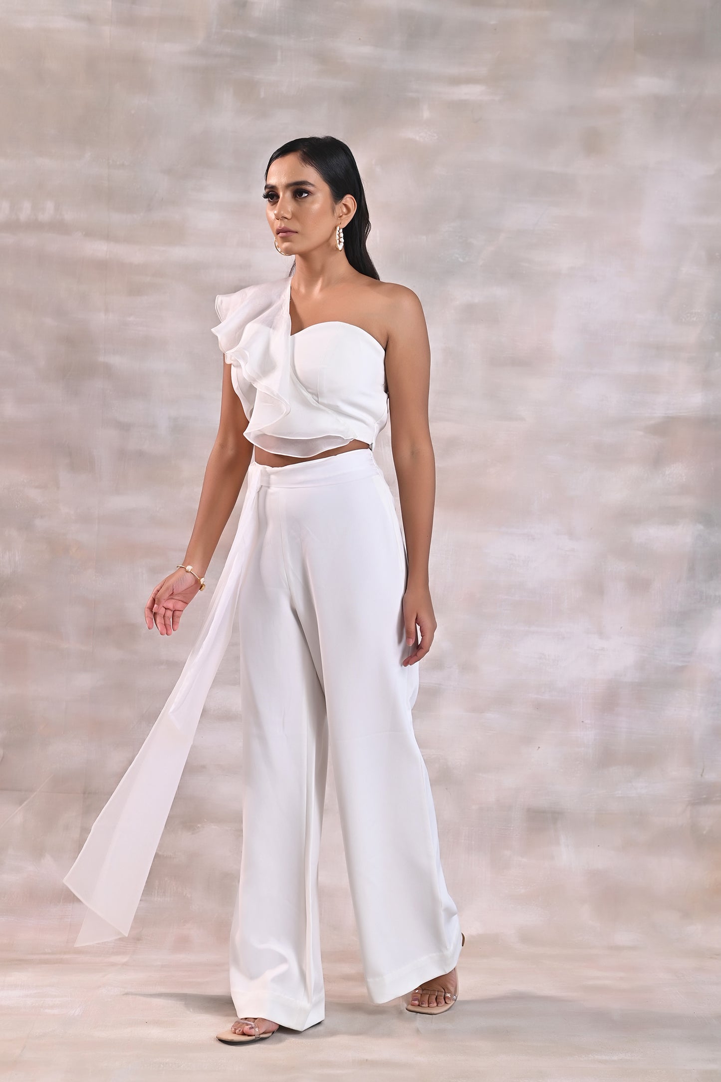 White One Shoulder top with Pants