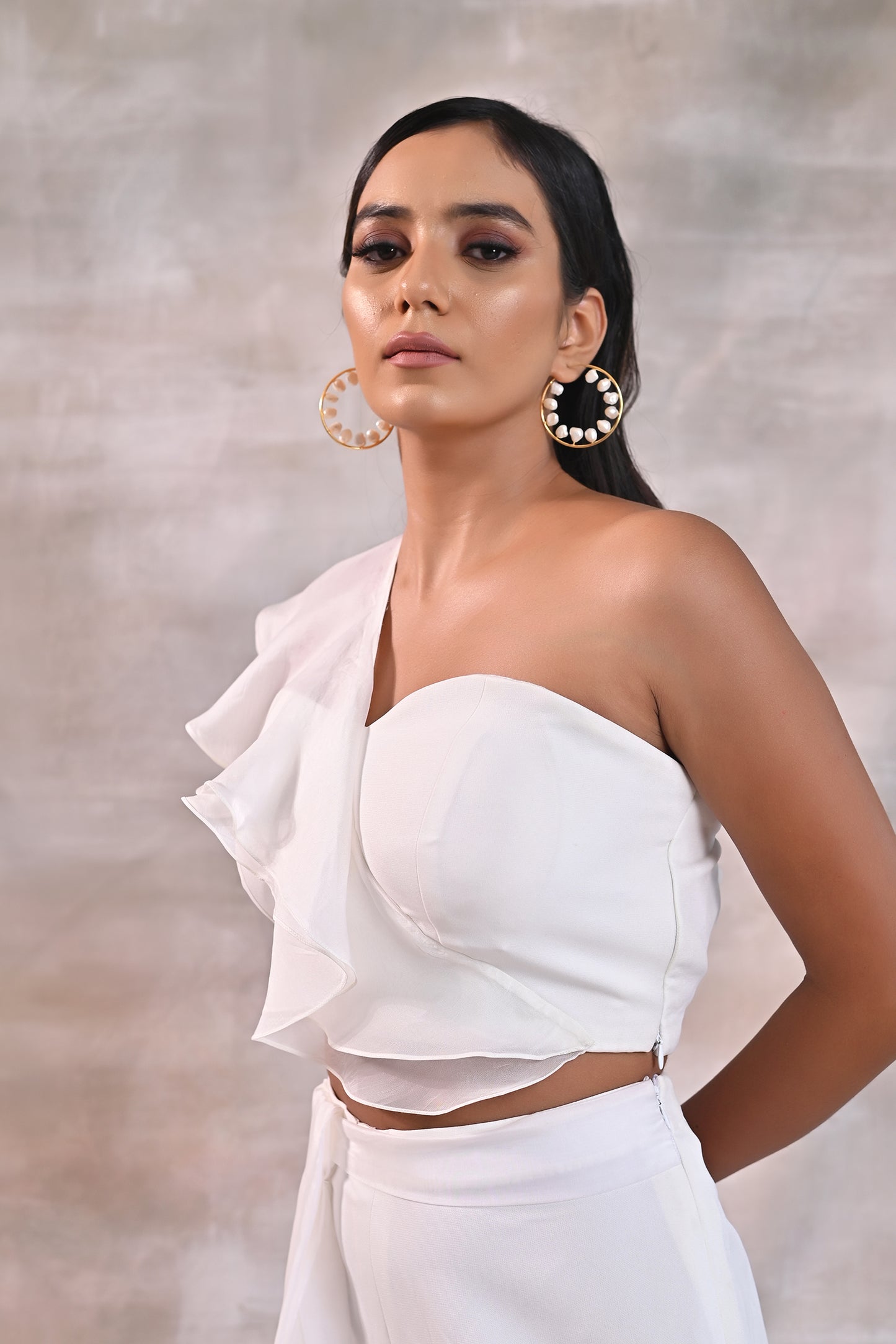 White One Shoulder top with Pants