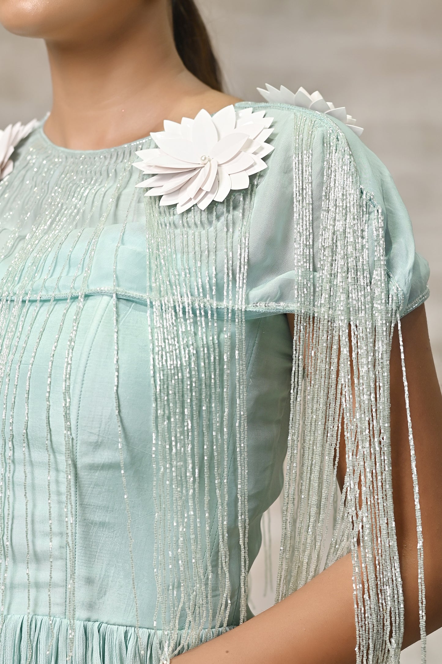 Mint Green Organza and Chiffon Jumpsuit