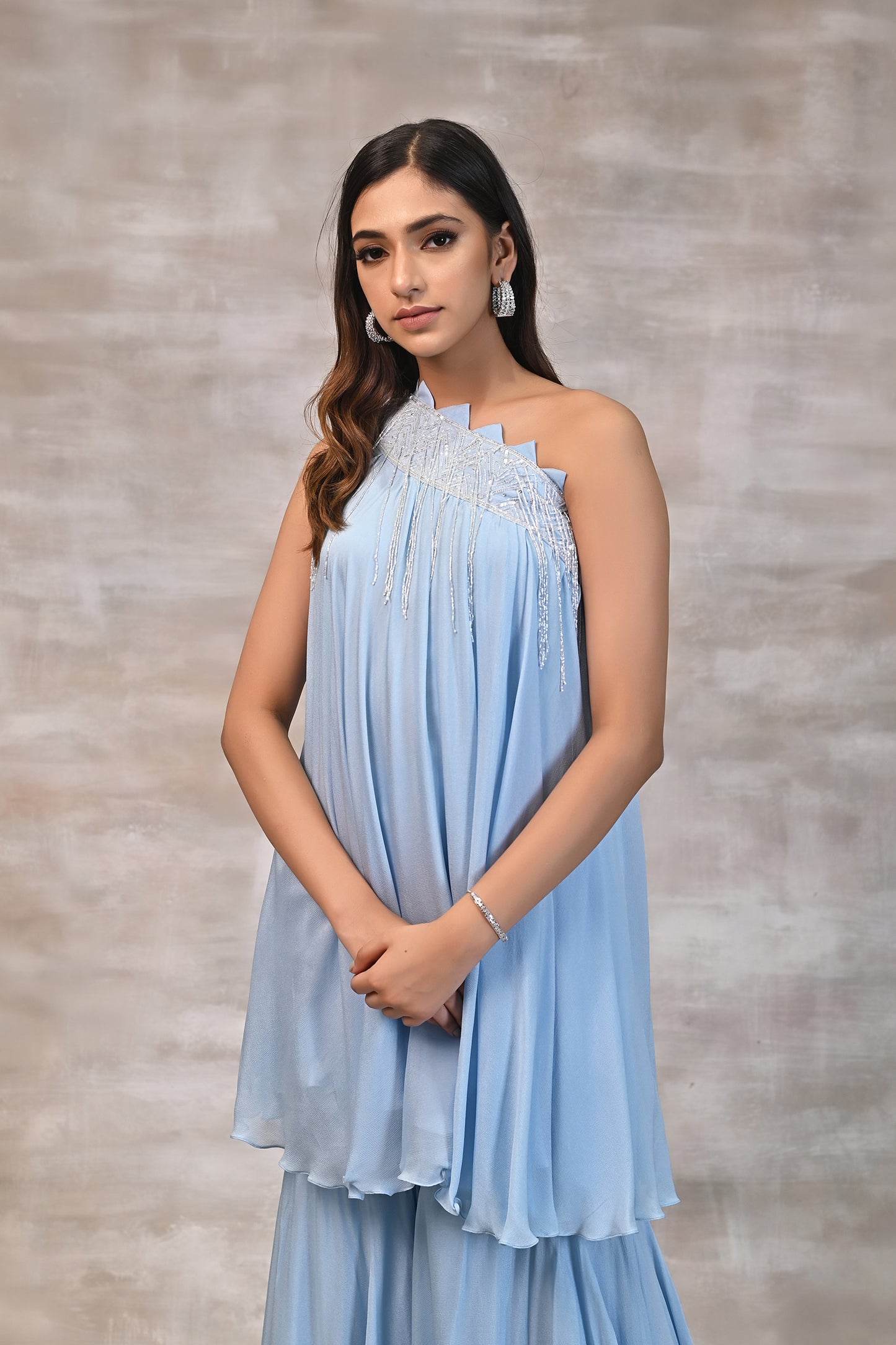 One shoulder Kurta with Palazzo