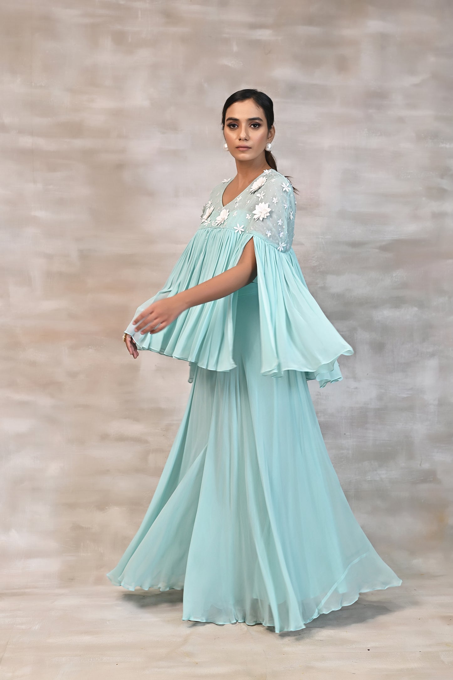 Mint Green Peplum Kurta with Palazzo