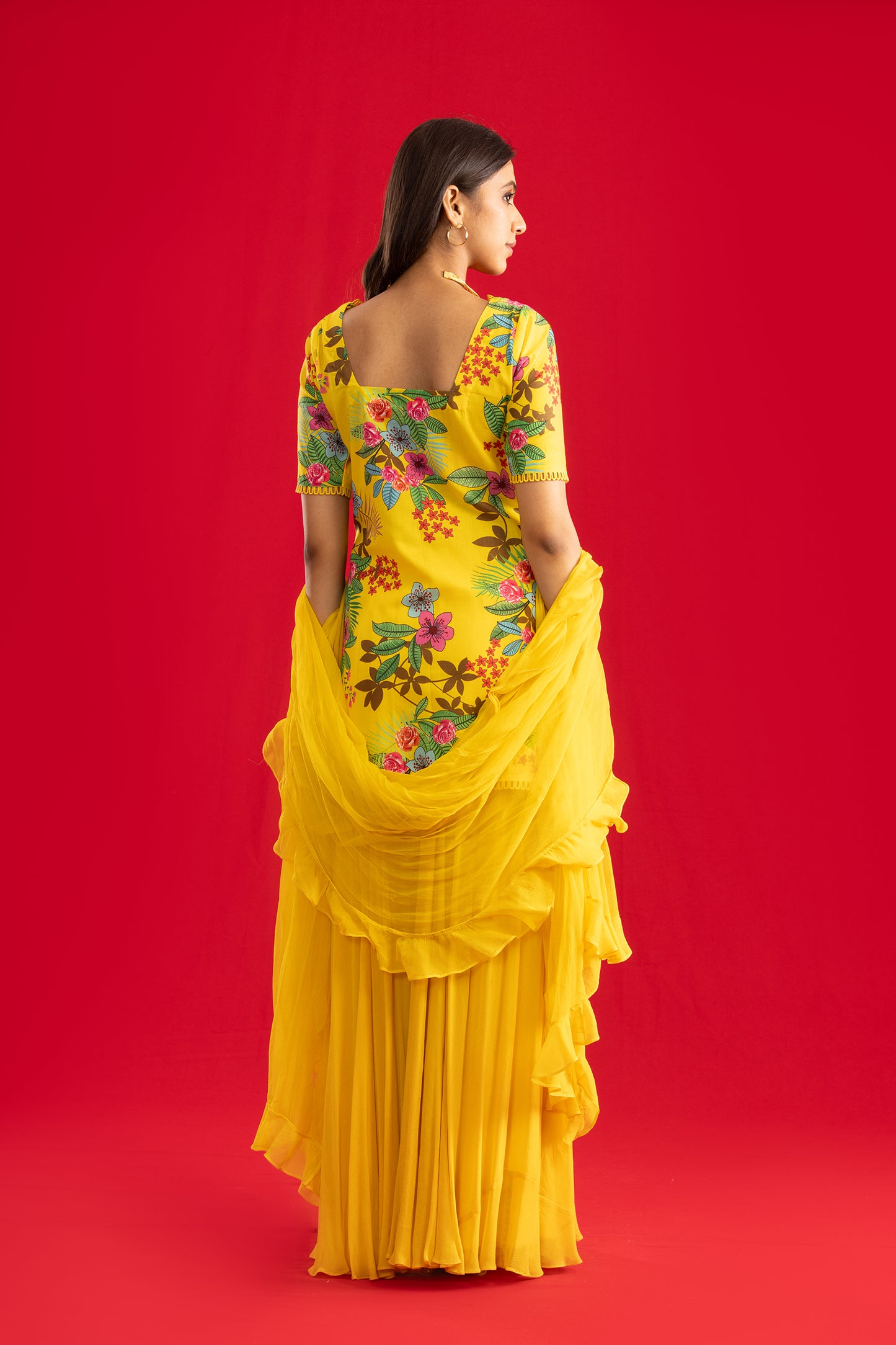 Sunflower Short Kurta with Palazzo Pants