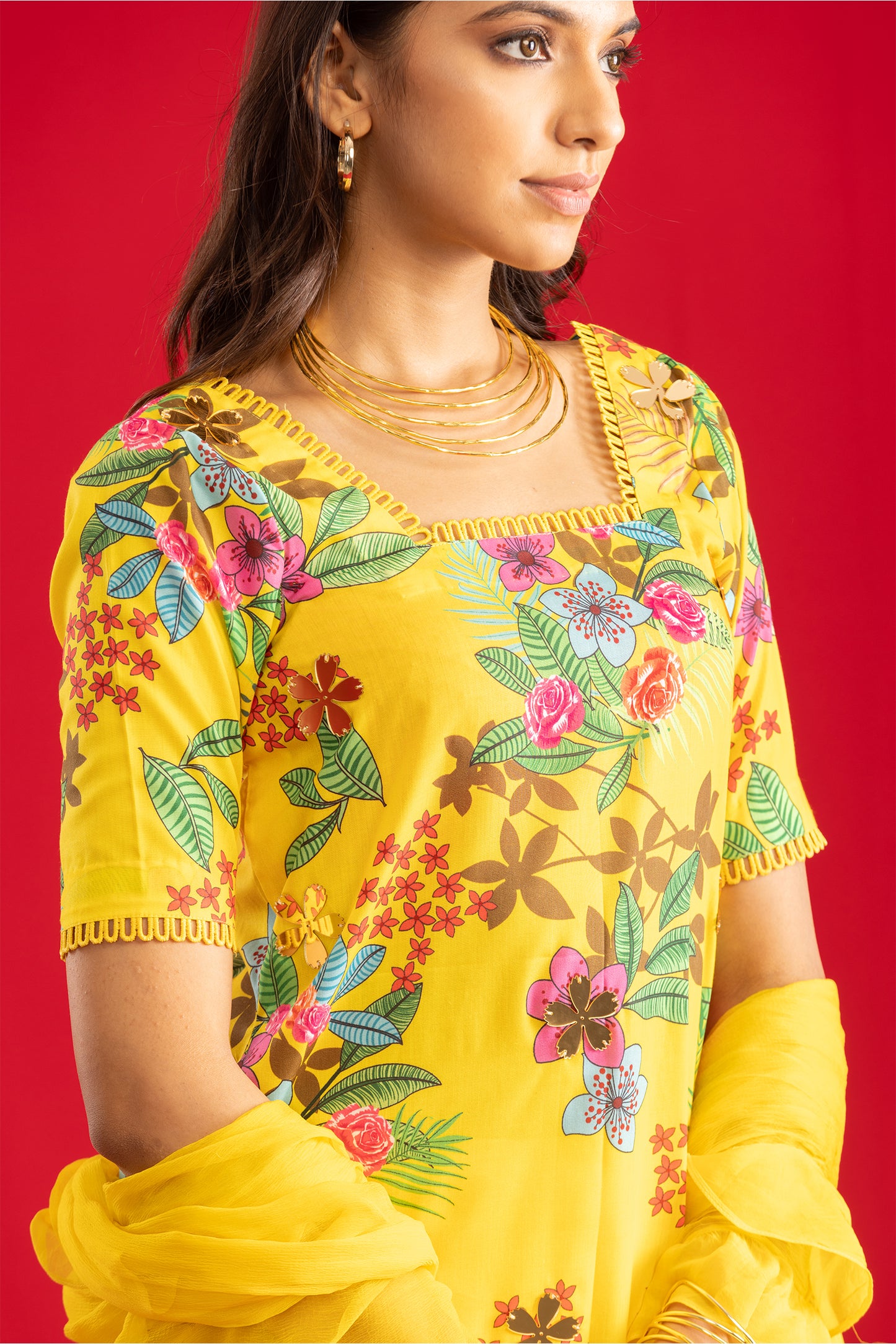 Sunflower Short Kurta with Palazzo Pants