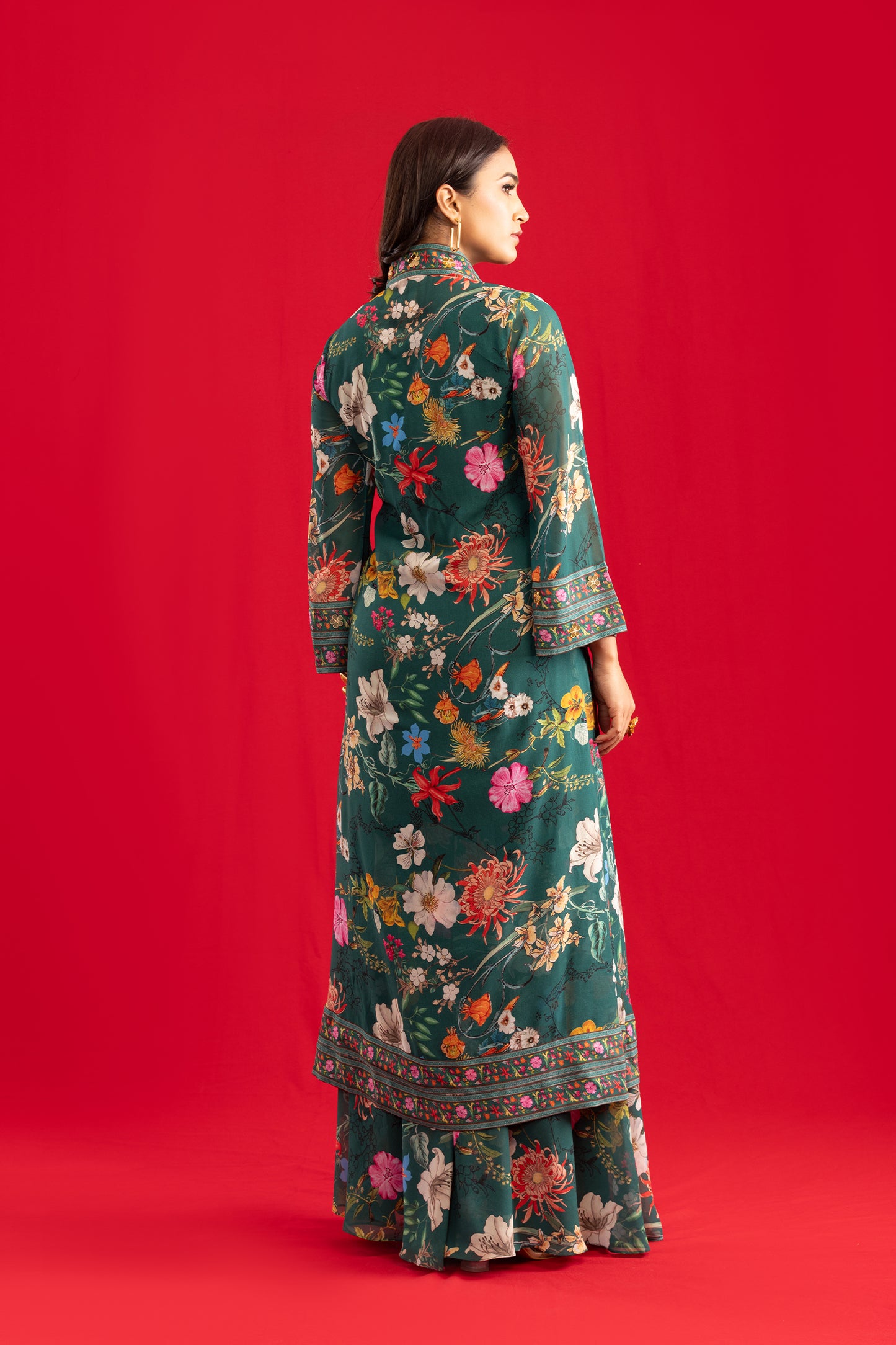 Green Floral Kurta with Palazzo