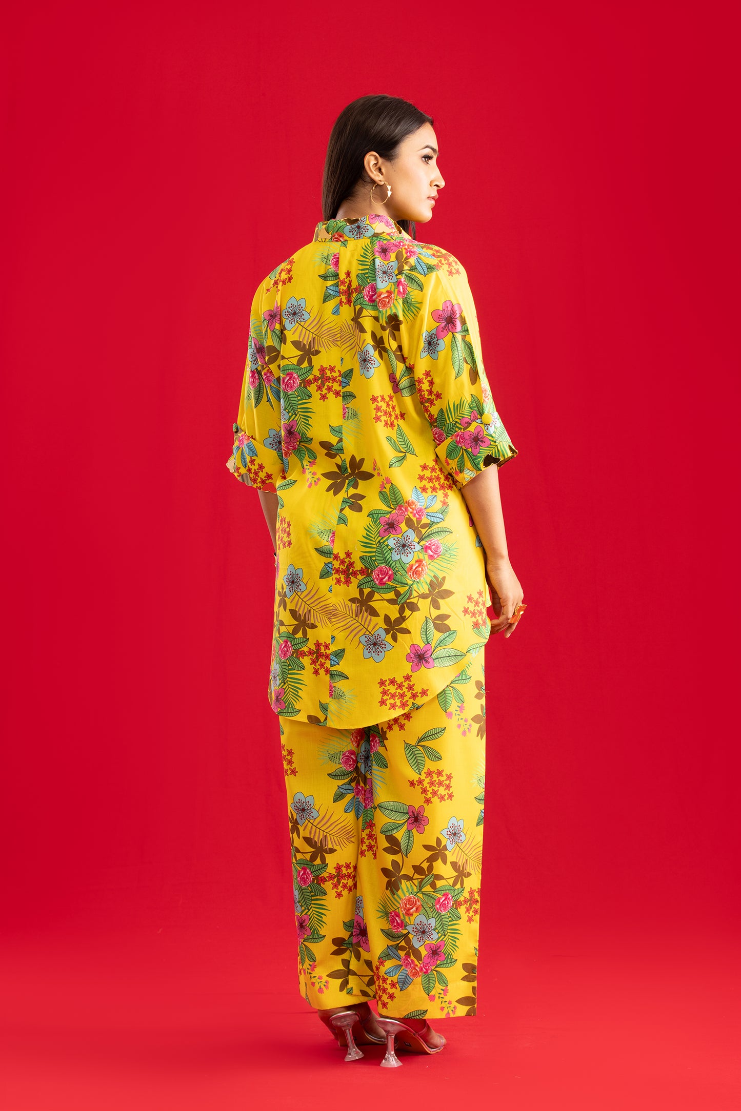 Yellow Printed Kurta with Pants