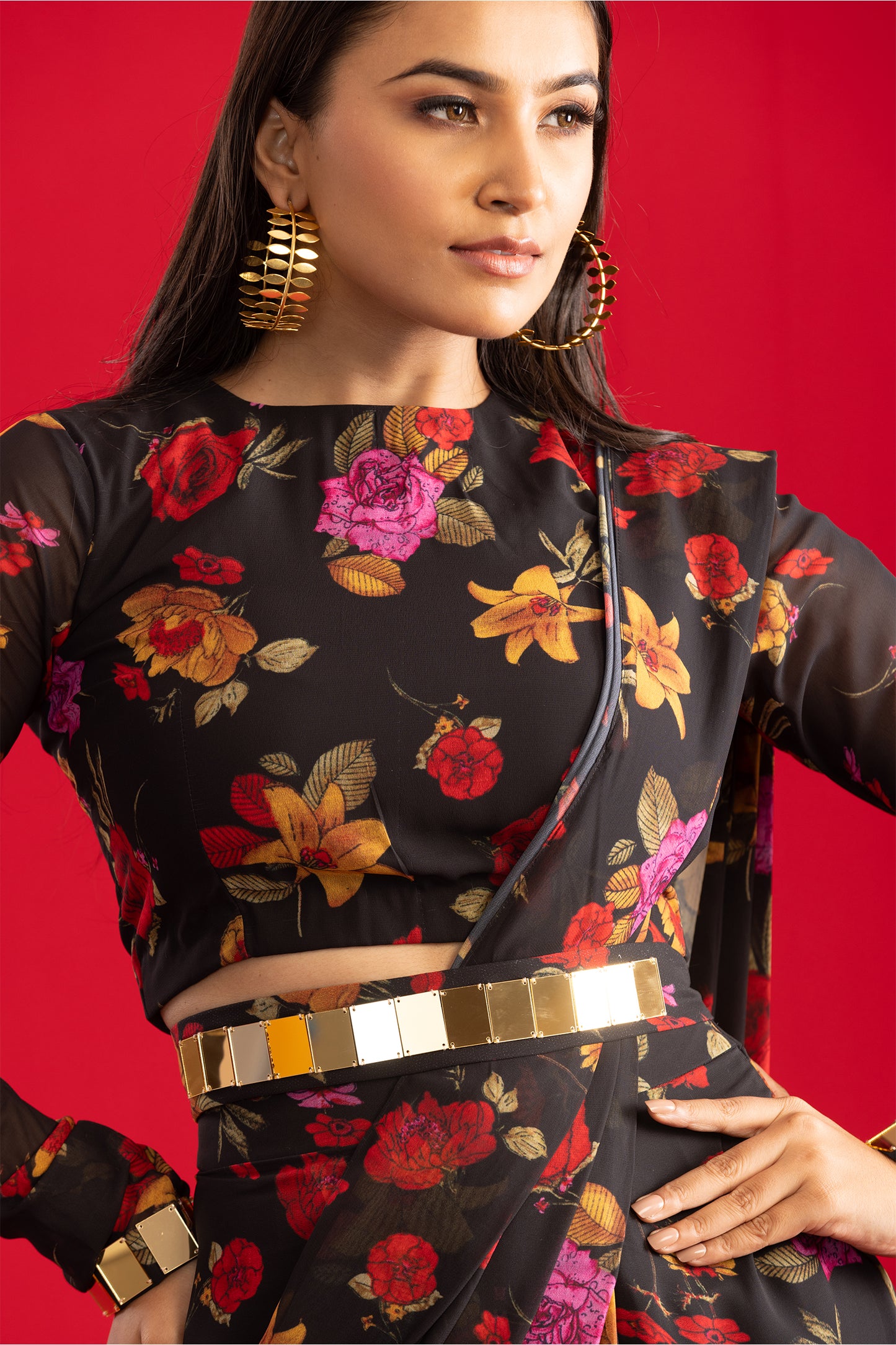 Black Gulzaar Pre Stitched Saree