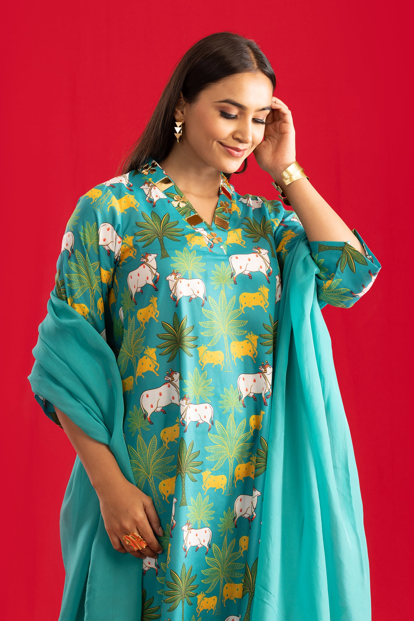 Cow Printed Kurta with Pants
