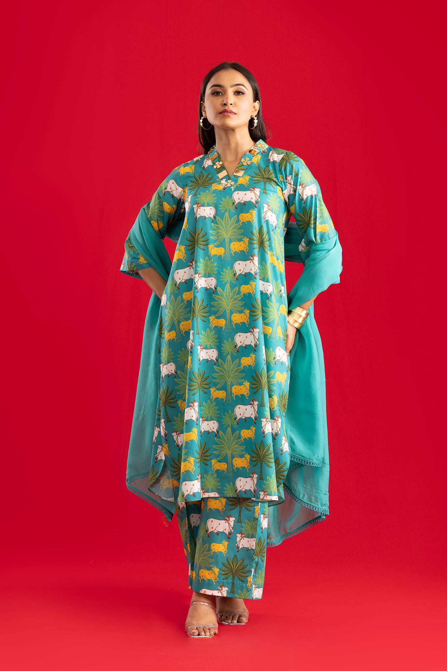 Cow Printed Kurta with Pants