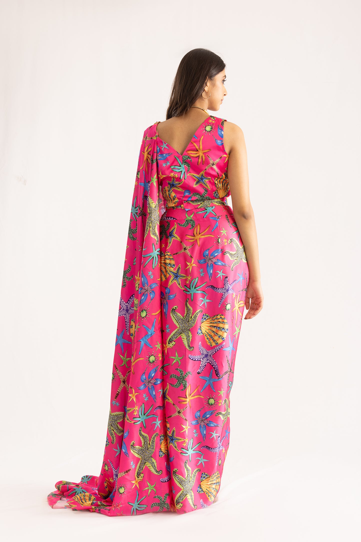 Pink Dreamy Pre Stitched Saree