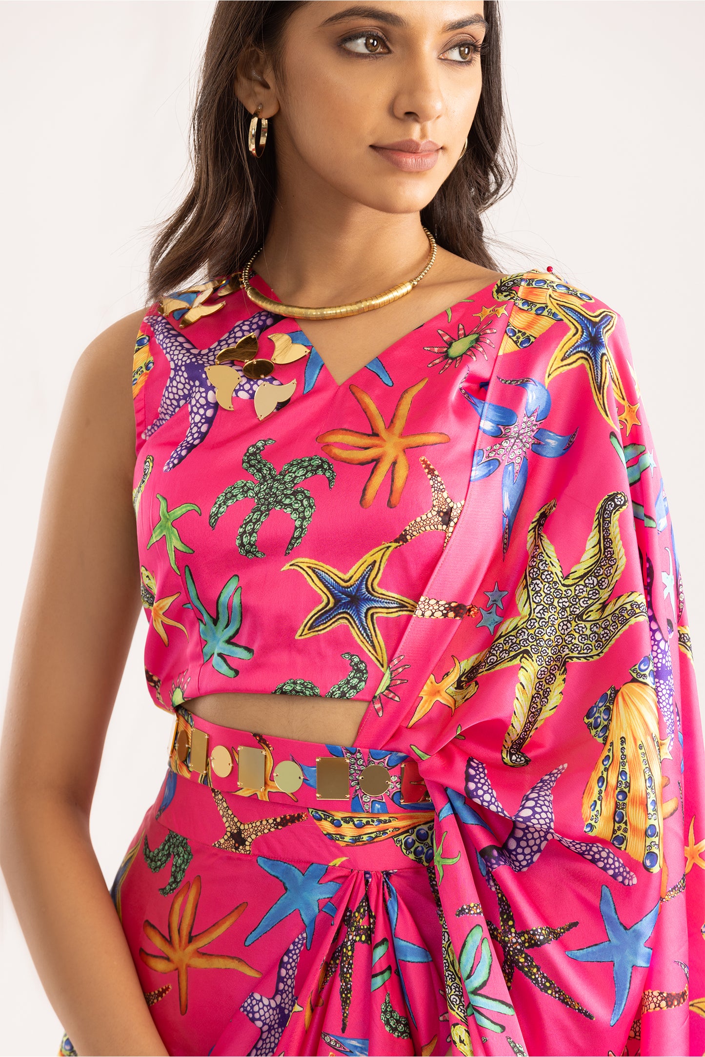 Pink Dreamy Pre Stitched Saree