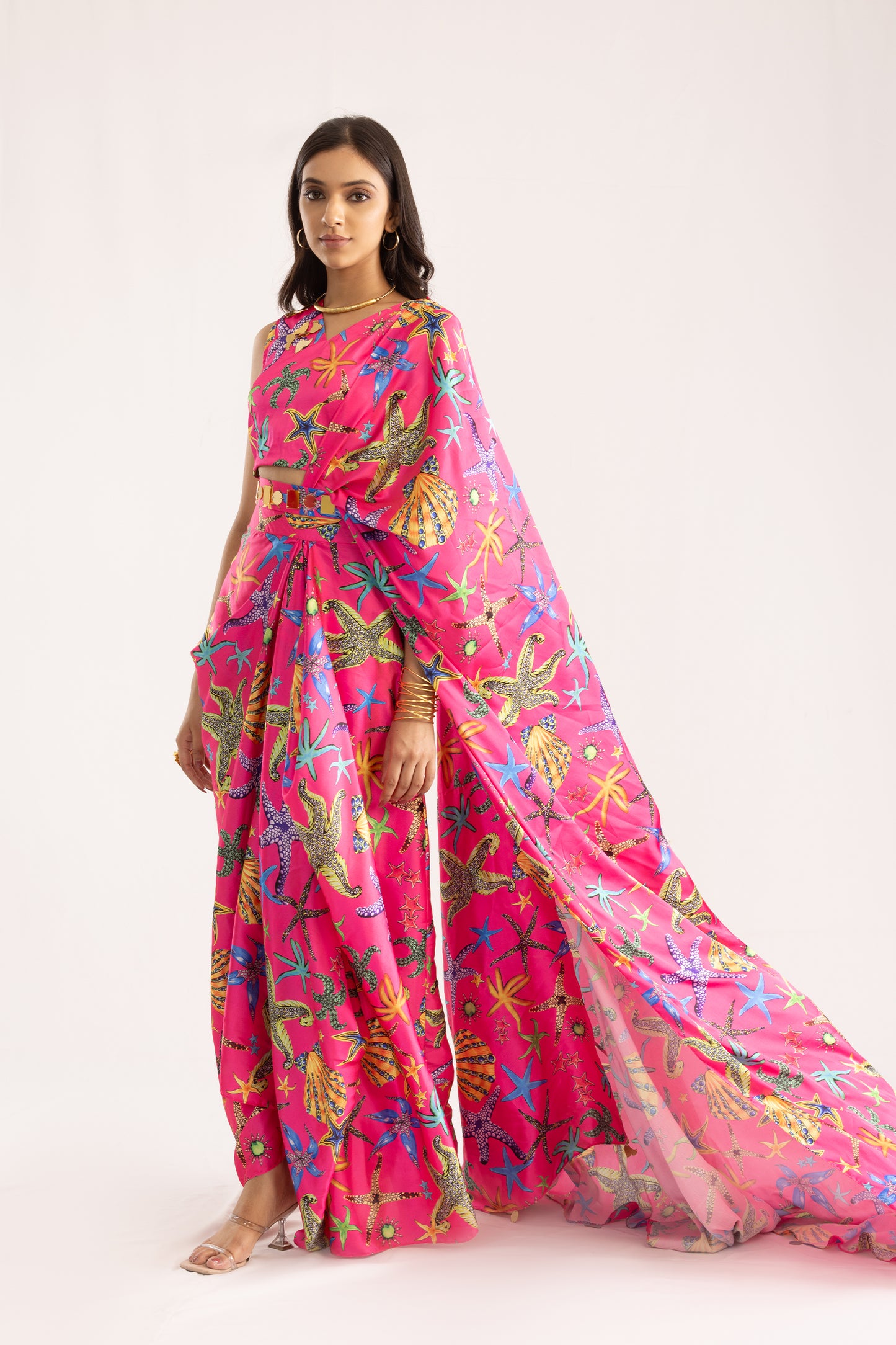 Pink Dreamy Pre Stitched Saree