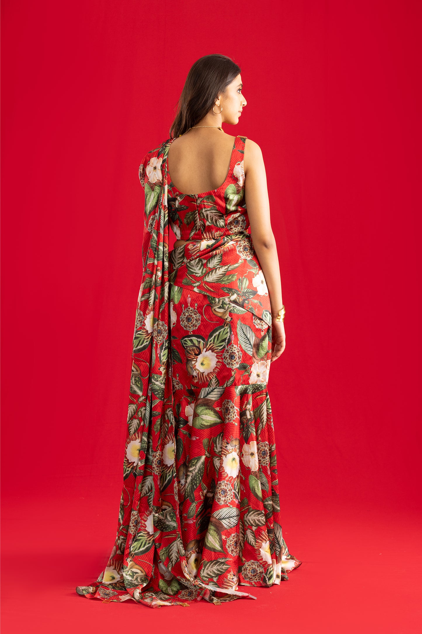 Red Gulzaar Draped Saree