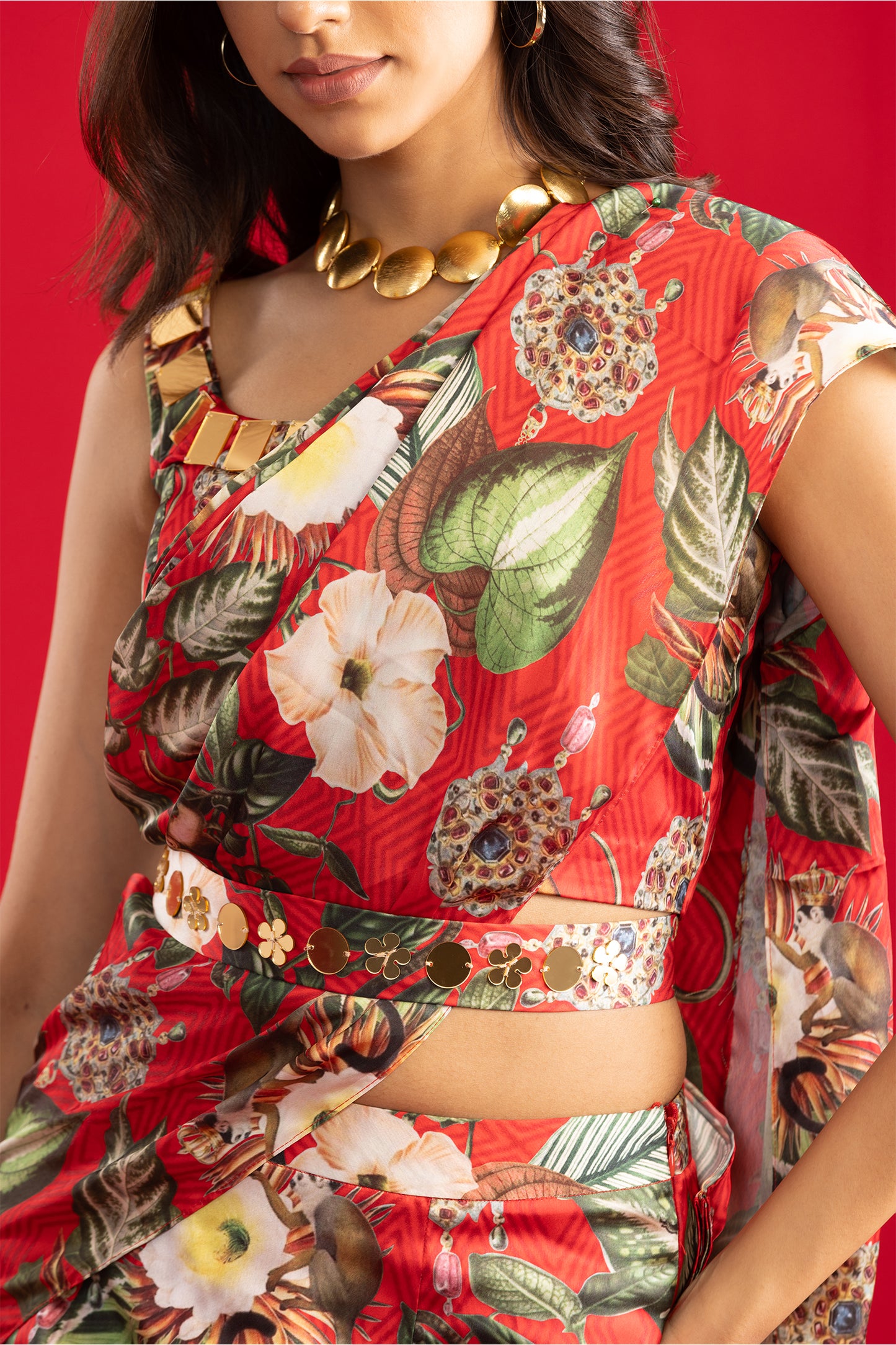 Red Gulzaar Draped Saree