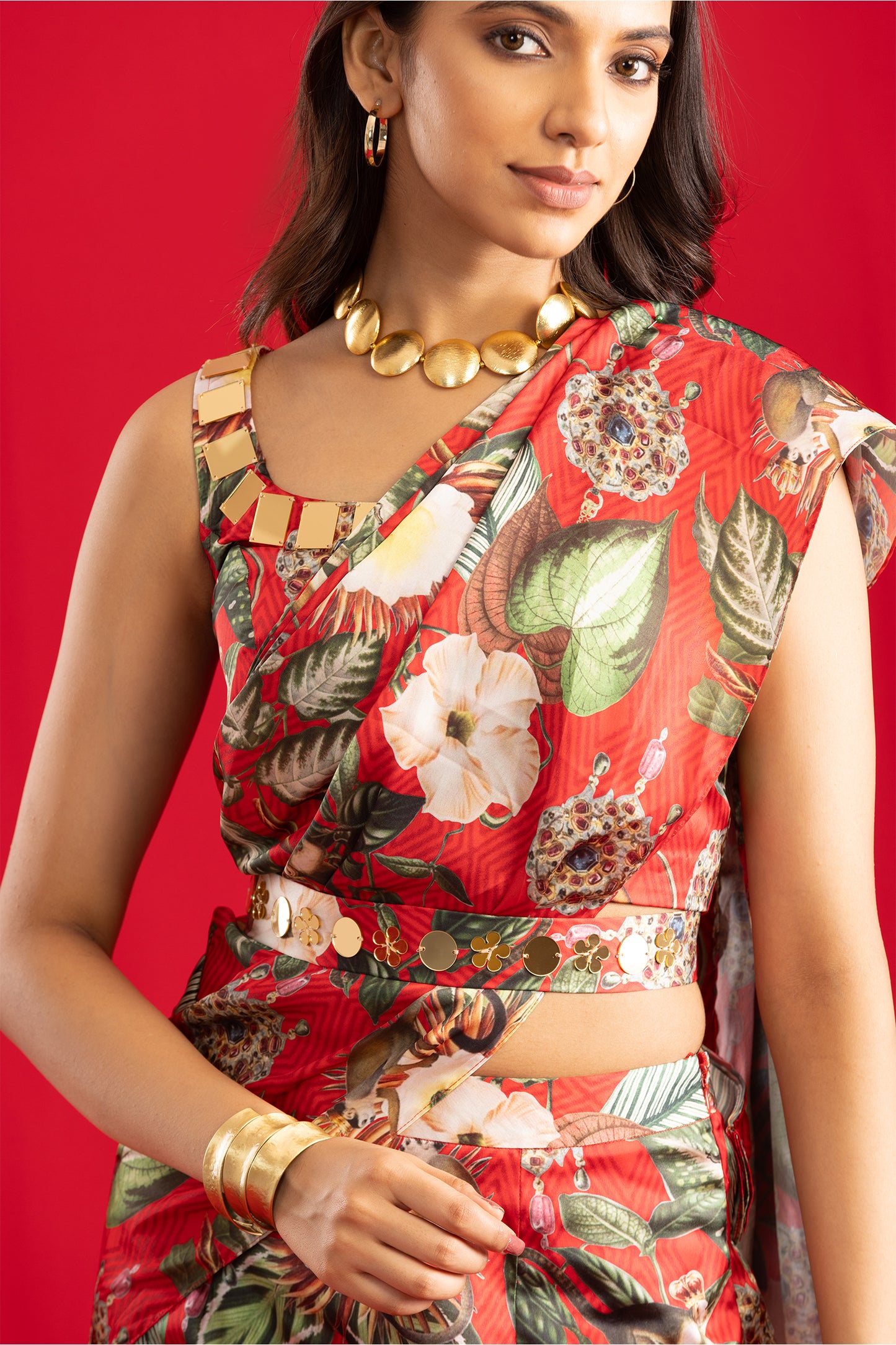 Red Gulzaar Draped Saree