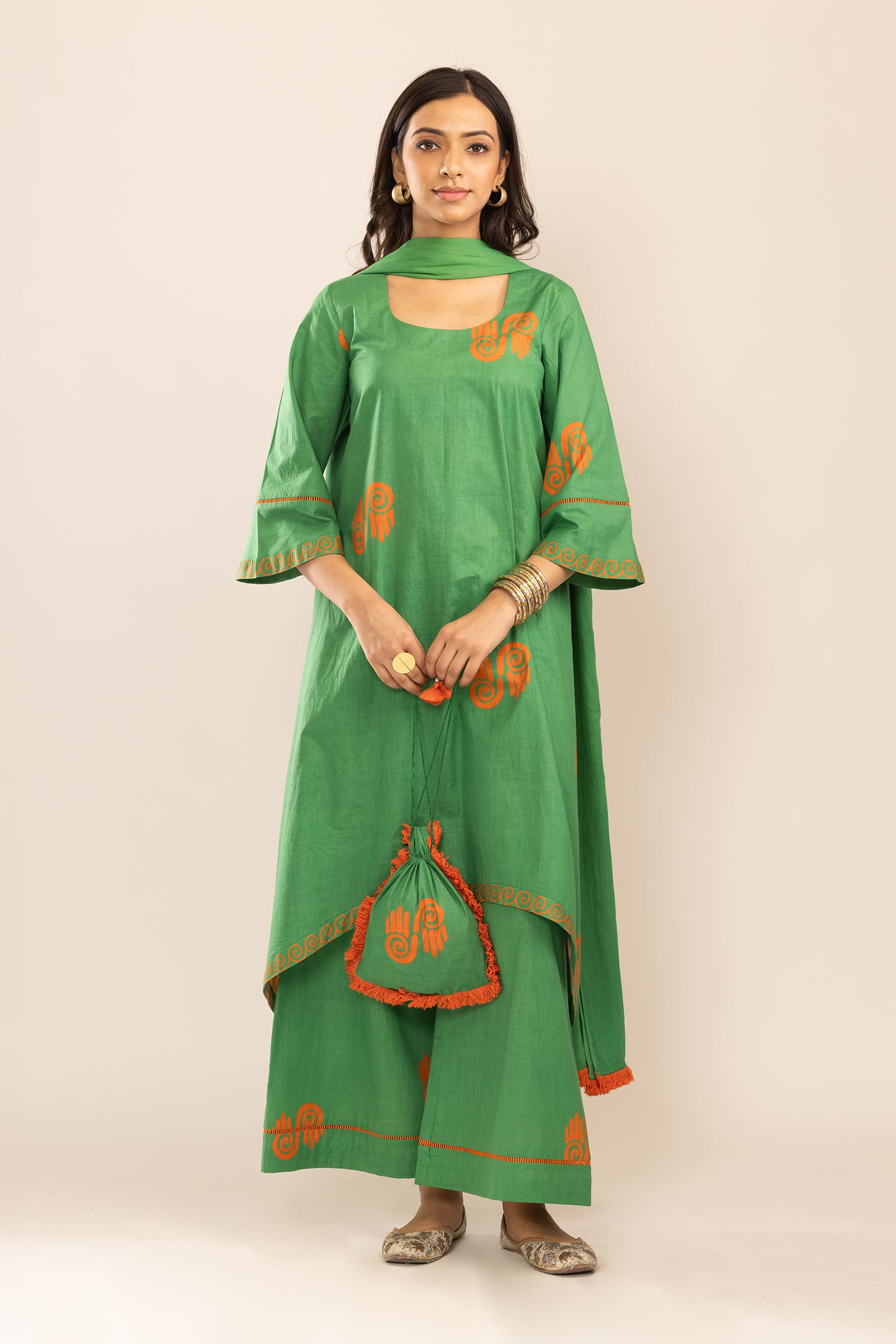 DUSKY GUAVA KURTA WITH PLAZZO AND DUPATTA
