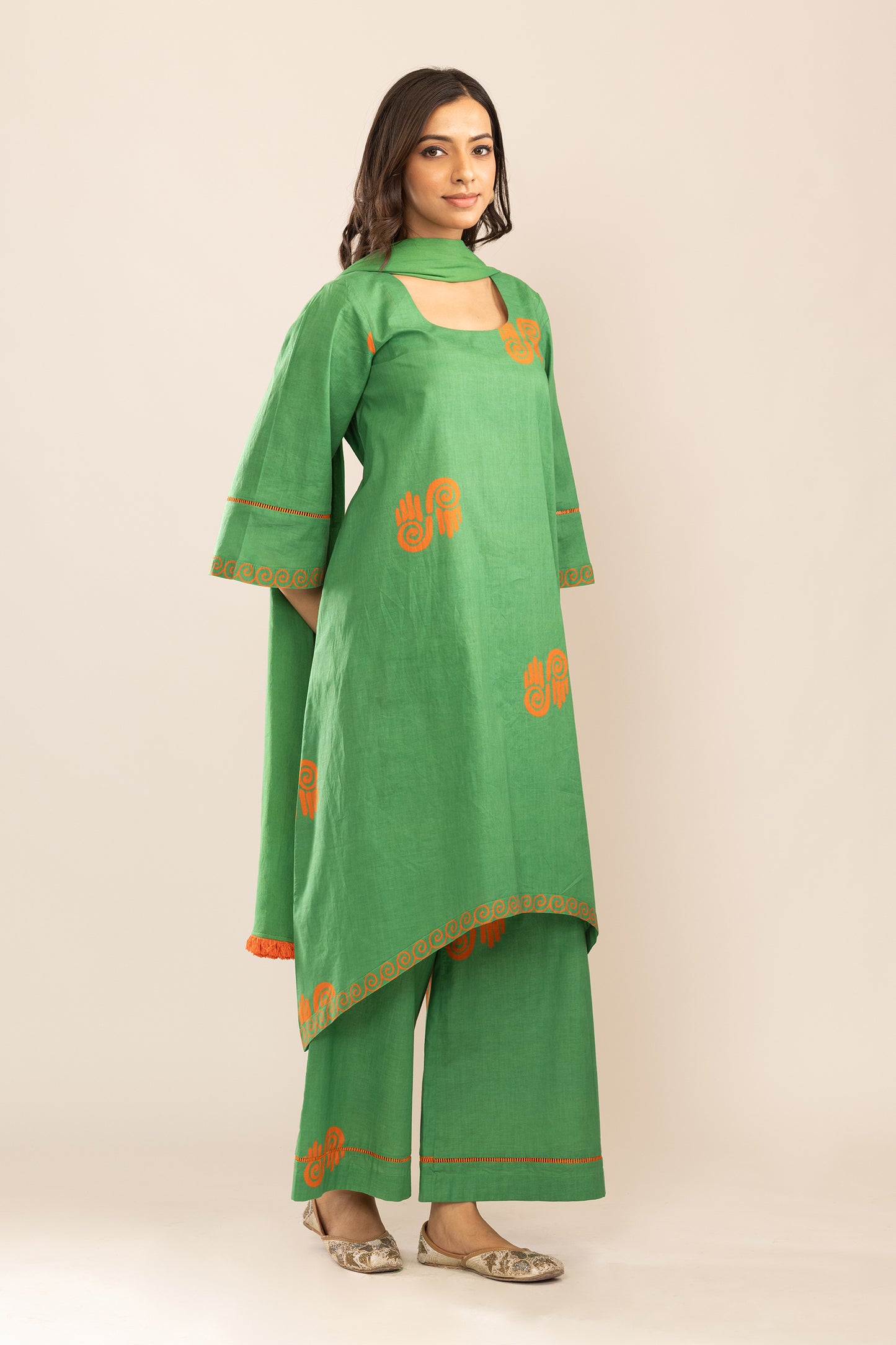 DUSKY GUAVA KURTA WITH PLAZZO AND DUPATTA