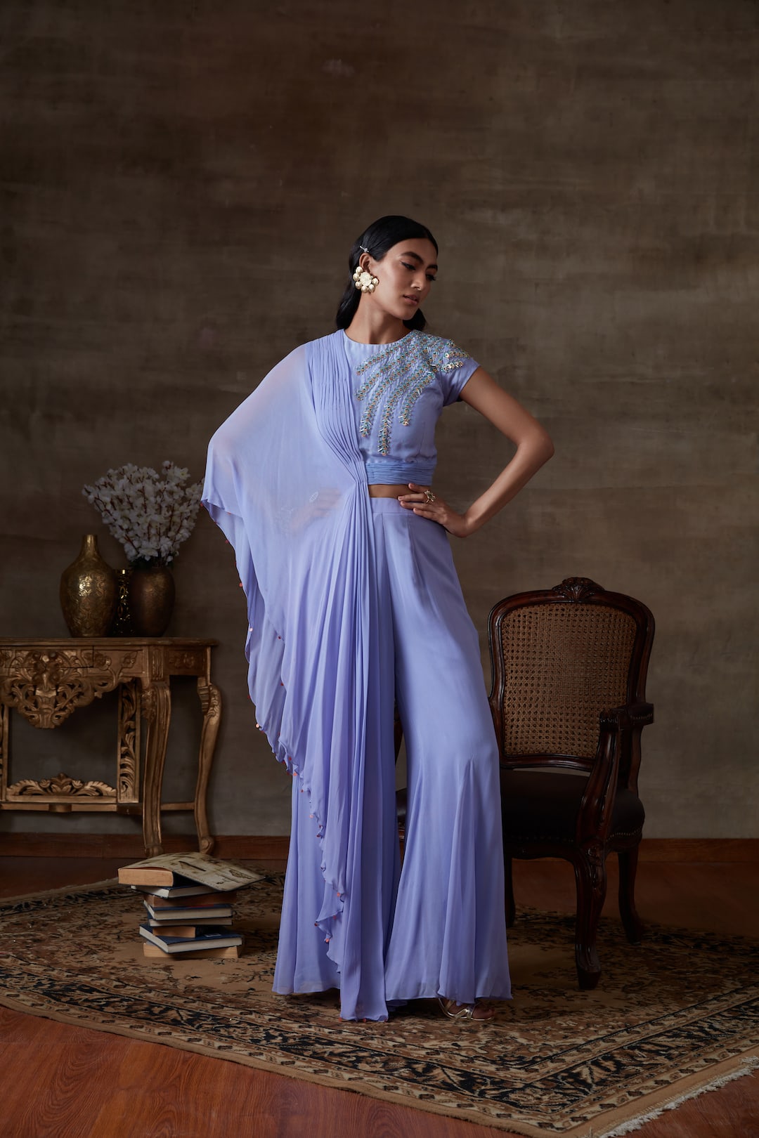Crop Top And Bell Bottom - Dira by Diksha