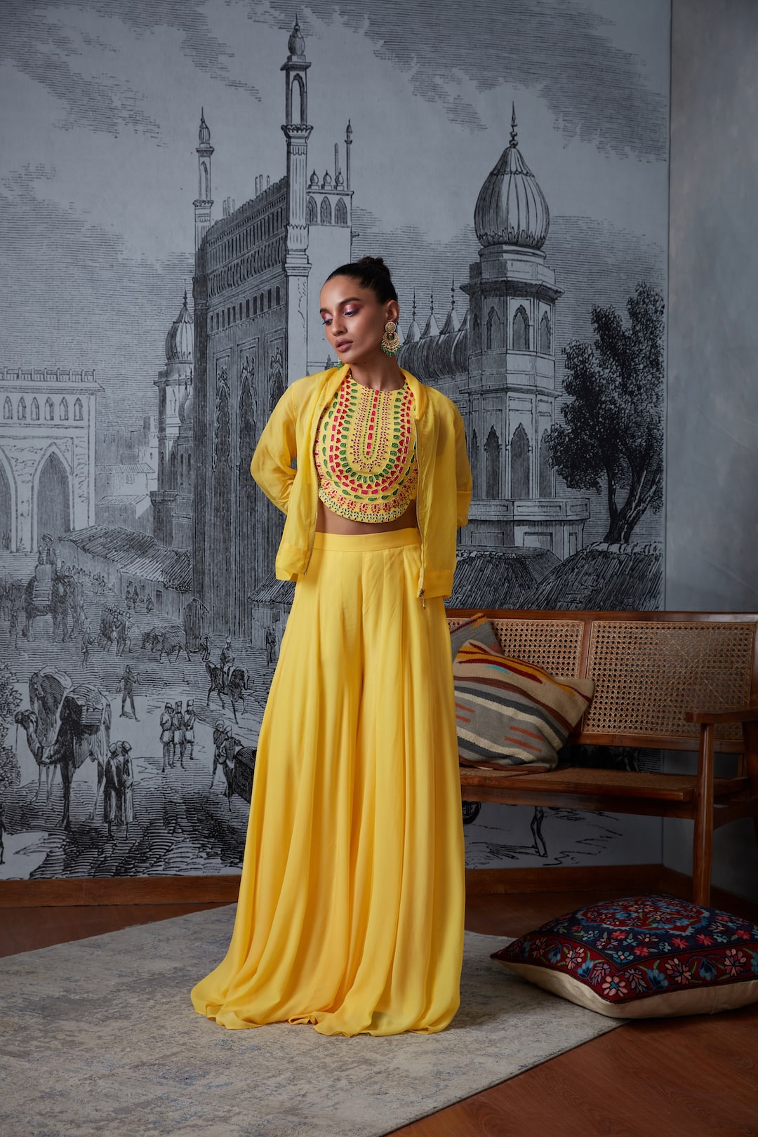 Crop Top With Palazzo - Dira by Diksha