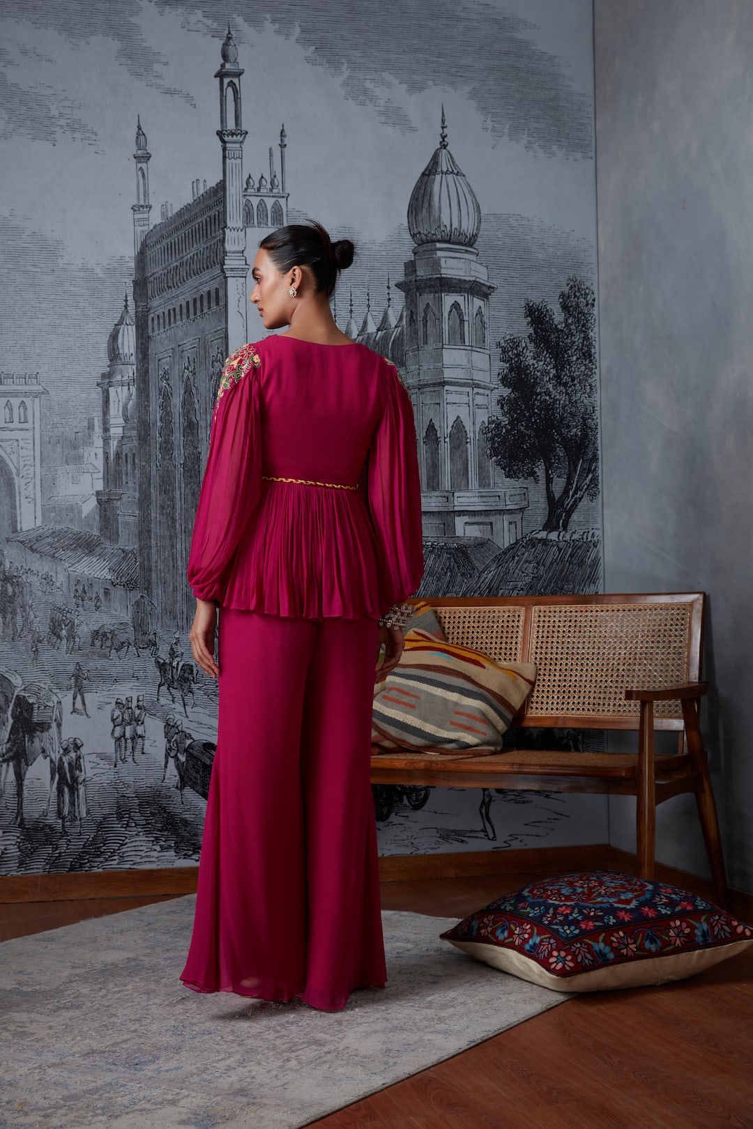 Drape Blouse With Bell Bottom - Dira by Diksha
