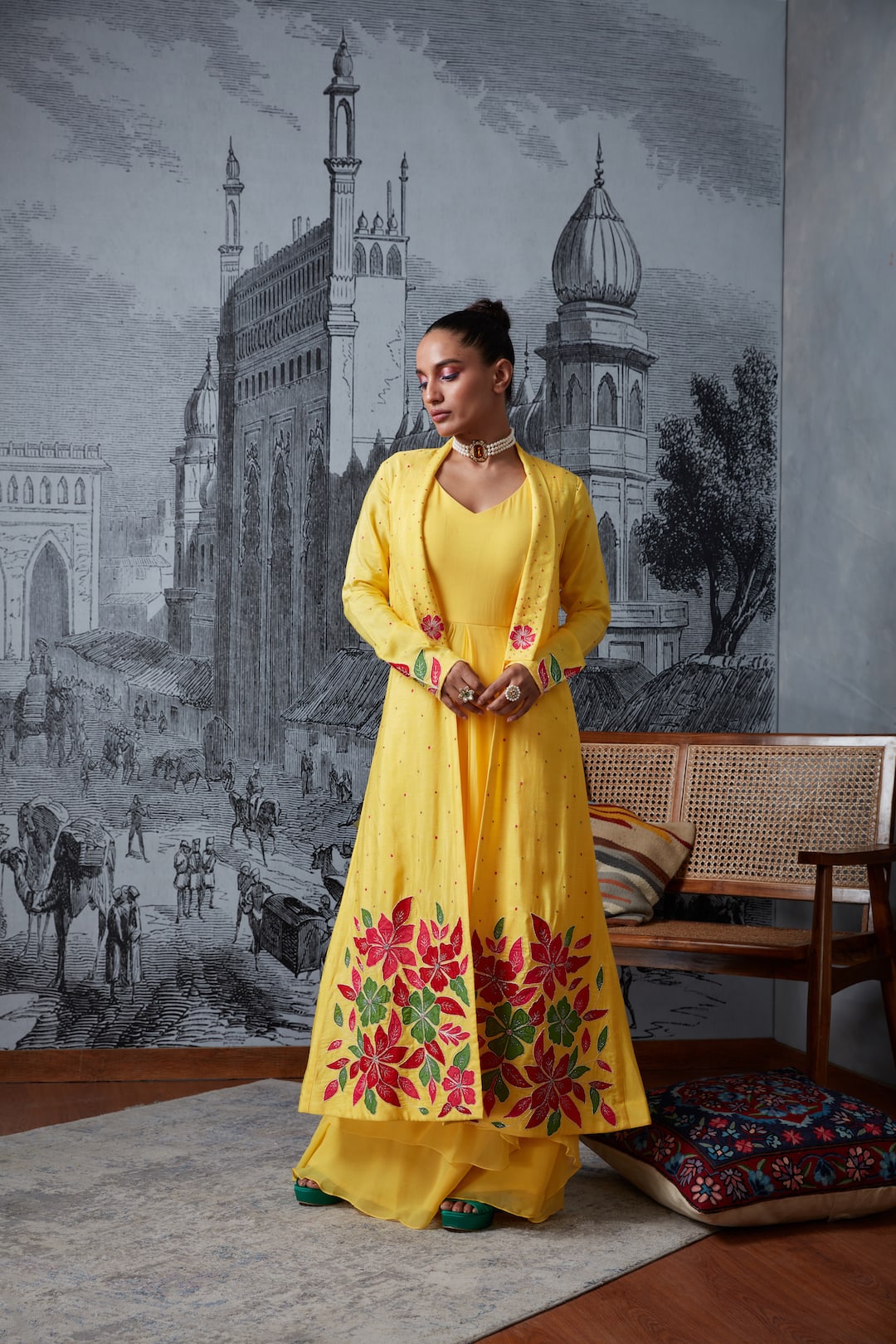 yellow embroidered dress zara ZARA Embroidered Dress