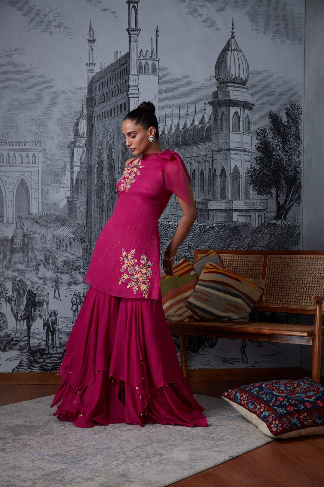 Drape Blouse With Bell Bottom - Dira by Diksha