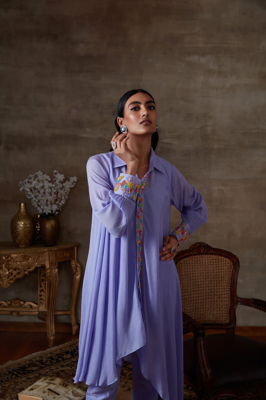 Long Kurta Shirt With Pants - Dira by Diksha