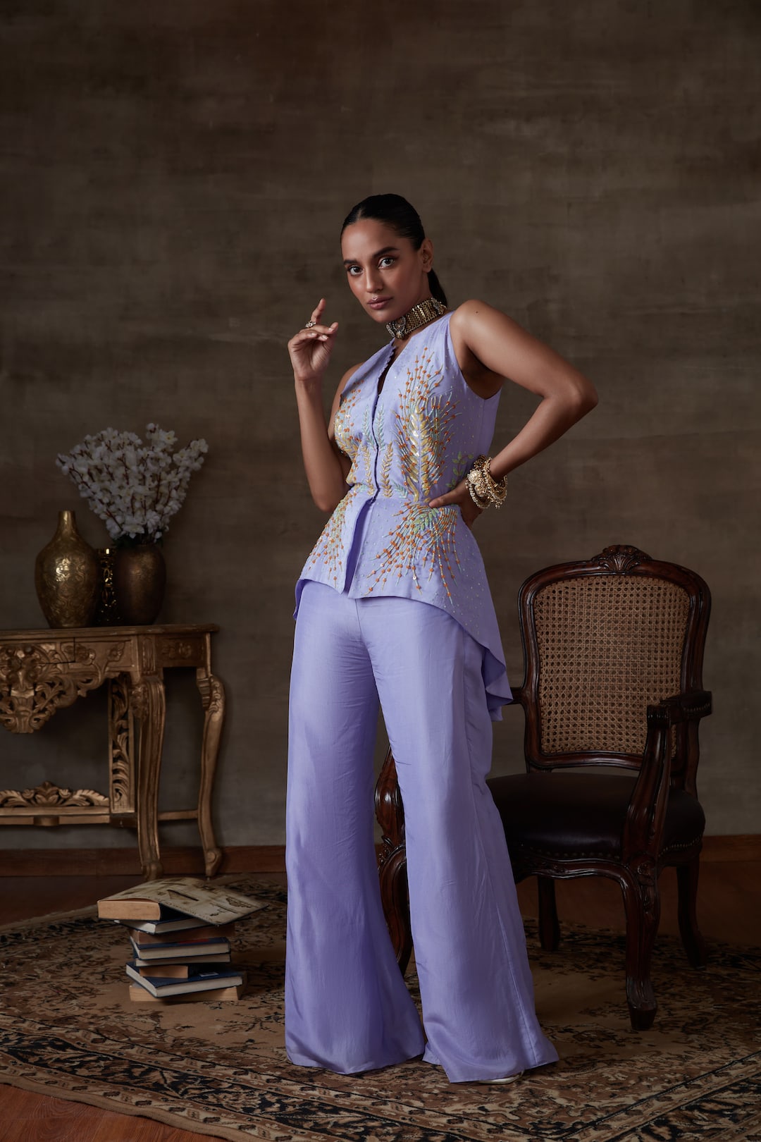 Peplum Top With Bell Bottoms - Dira by Diksha