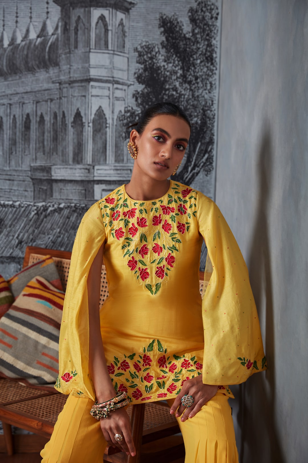 Cape With Flared Pants - Dira by Diksha