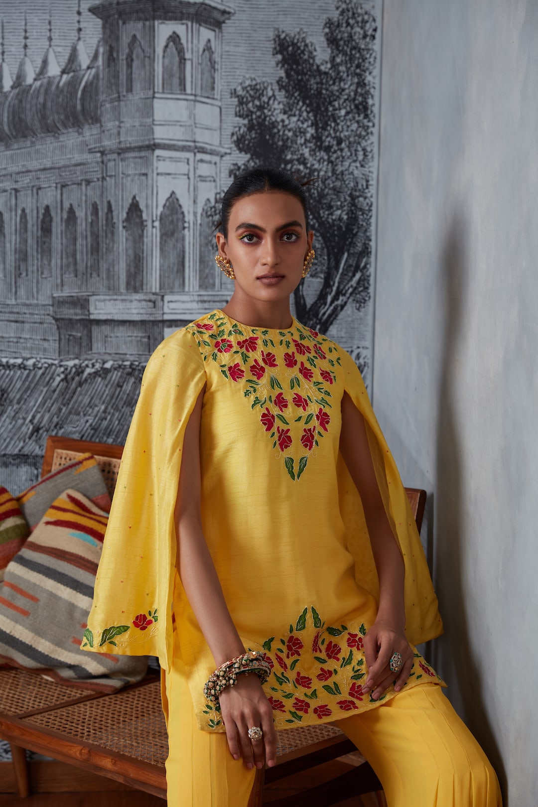 Cape With Flared Pants - Dira by Diksha