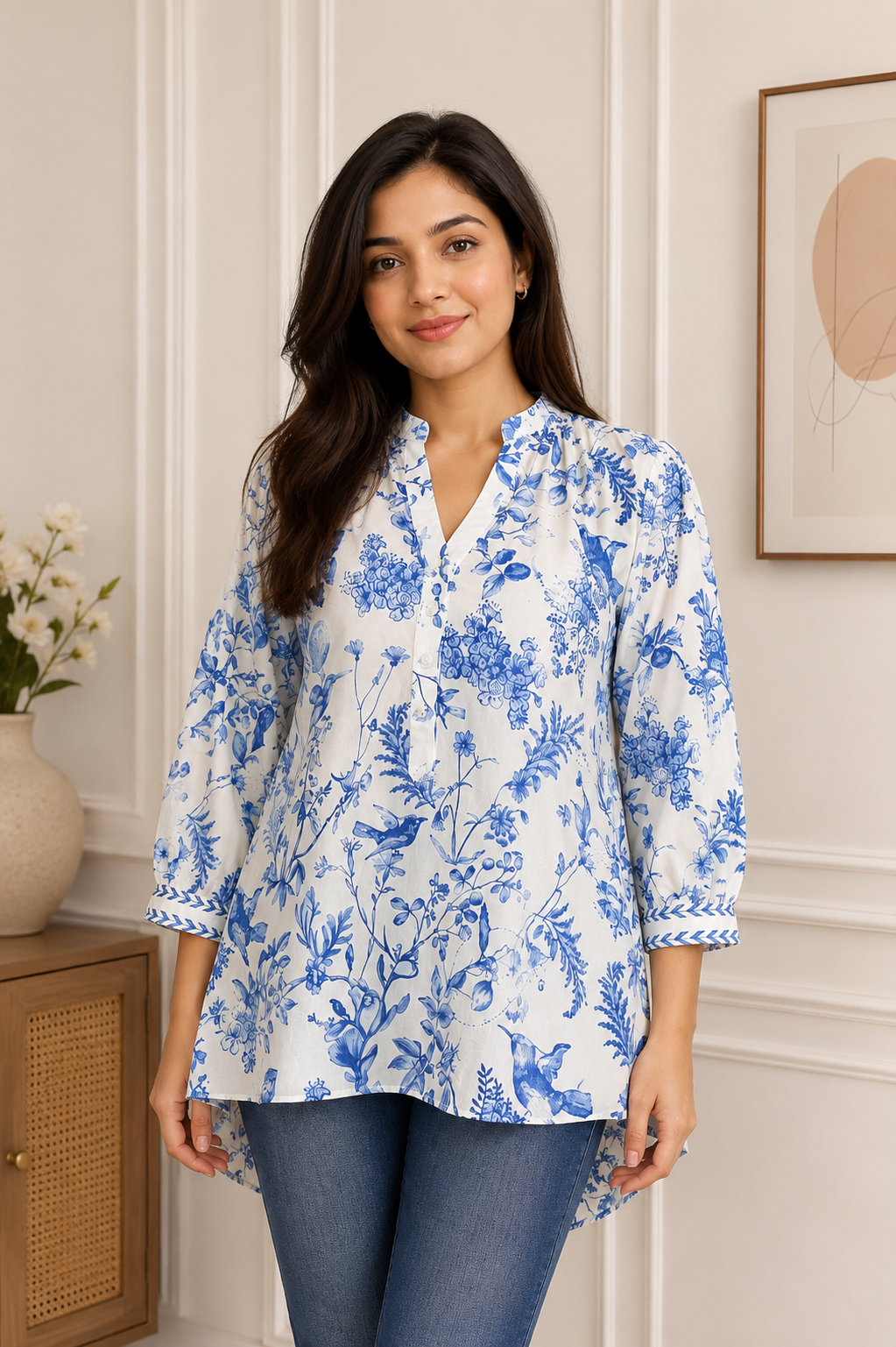 Azure TOILE  KURTA SHIRT