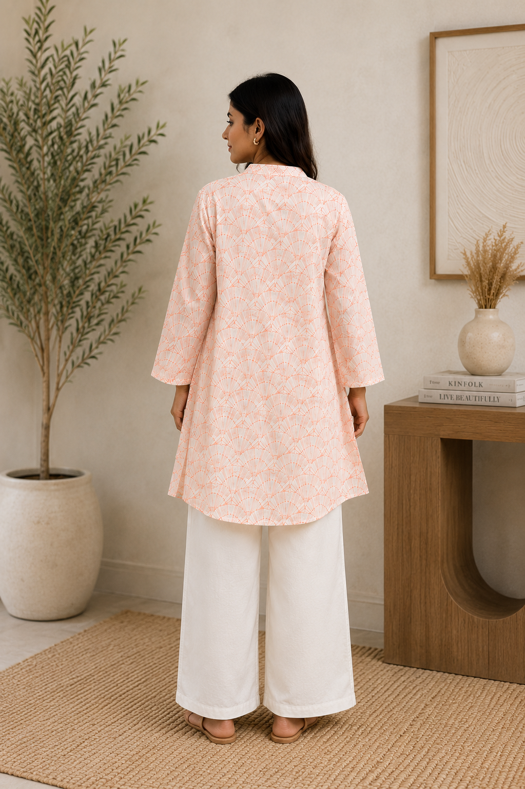 CORAL BLOOM KURTA SHIRT