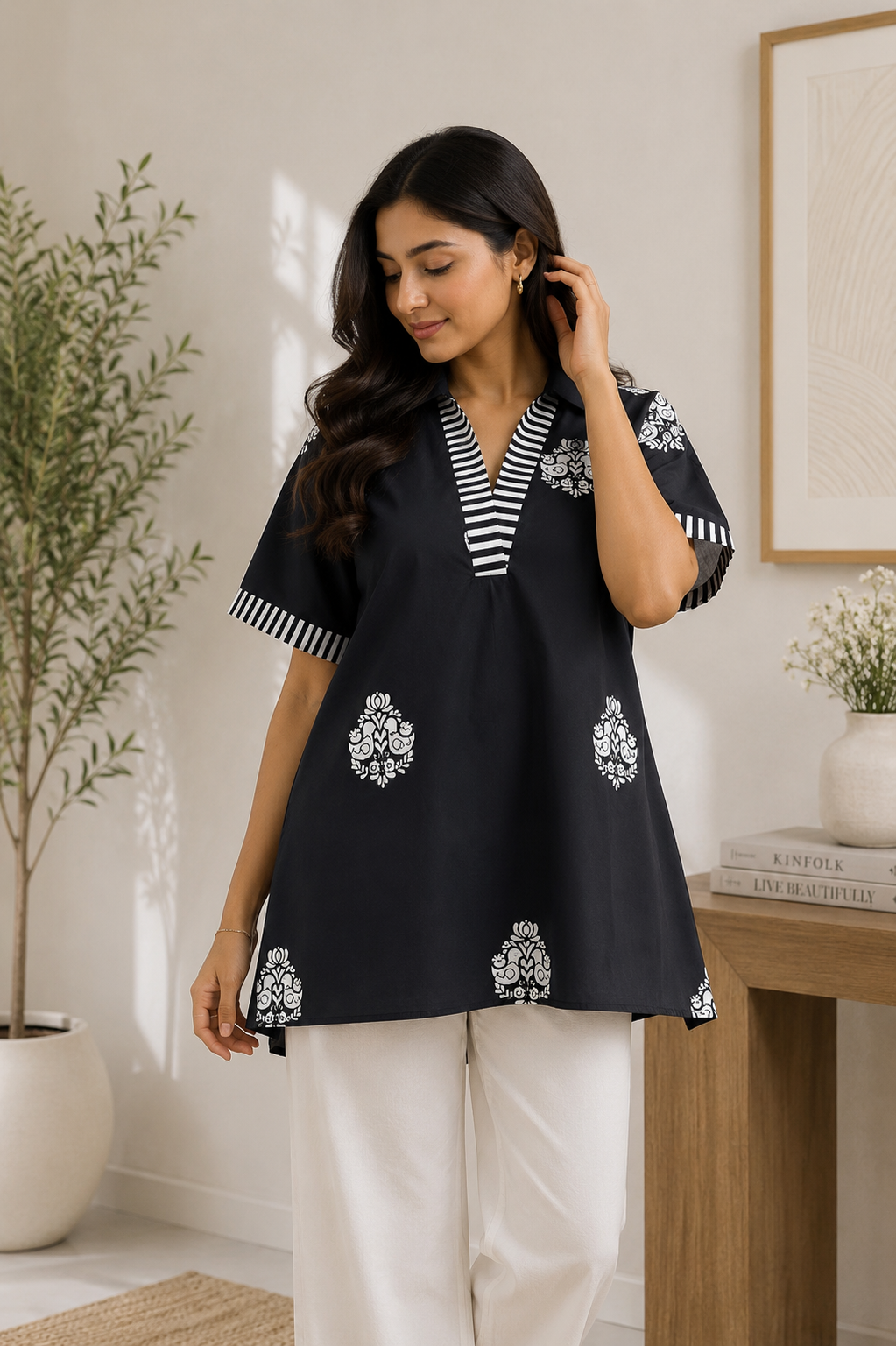 NOIR BUTA KURTA SHIRT
