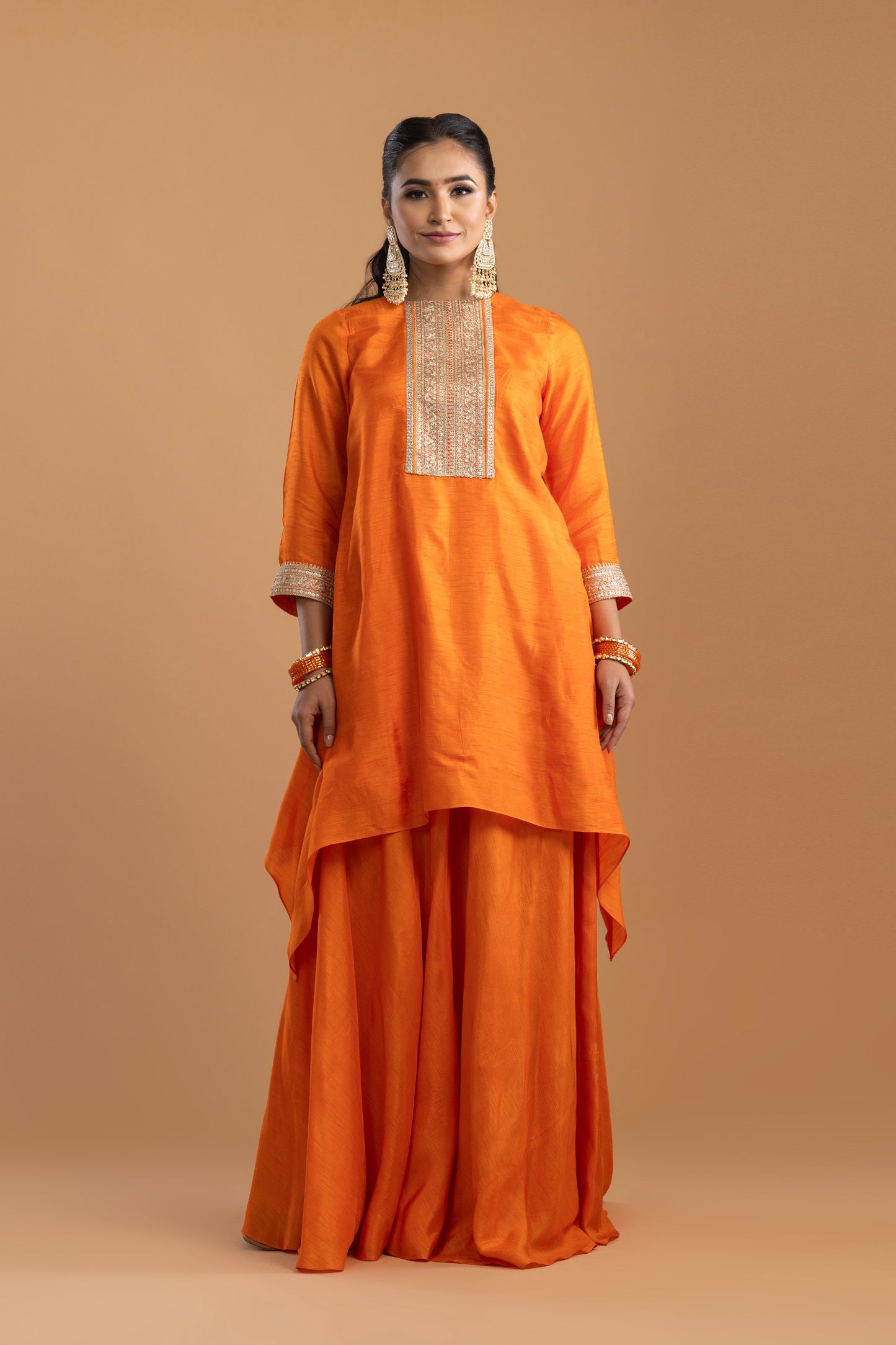 Kesariya Kurta with Skirt